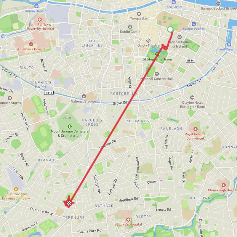 A map preview of the recording County Dublin Walking.