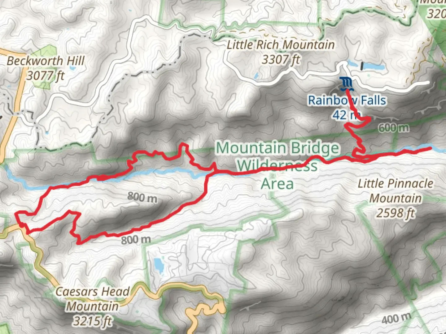 An image depicting the trail Coldspring Branch, Jones Gap and Rainbow Falls Loop Trail and its surrounding area.