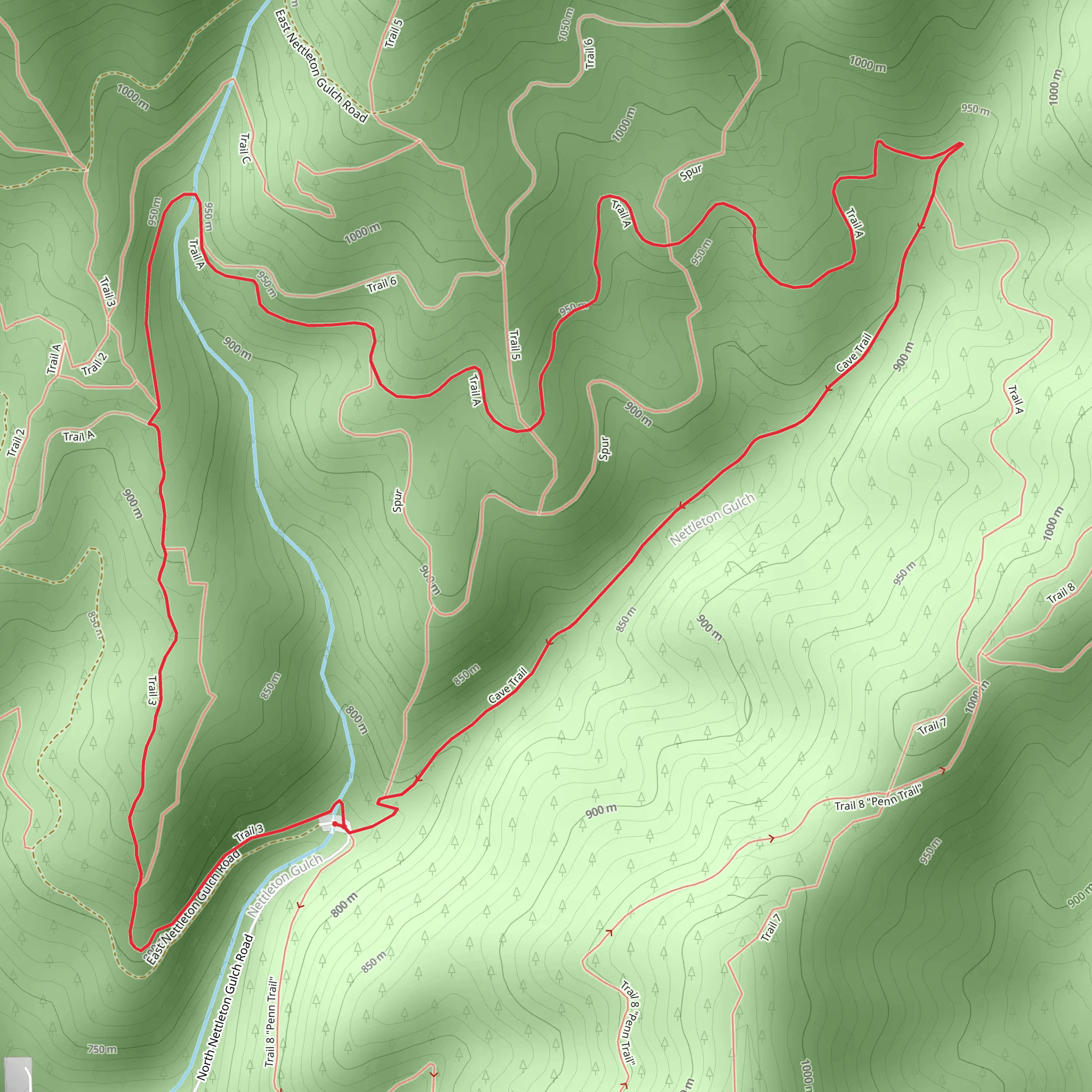 Trail 3, Trail A and Cave Loop Trail mobile static map
