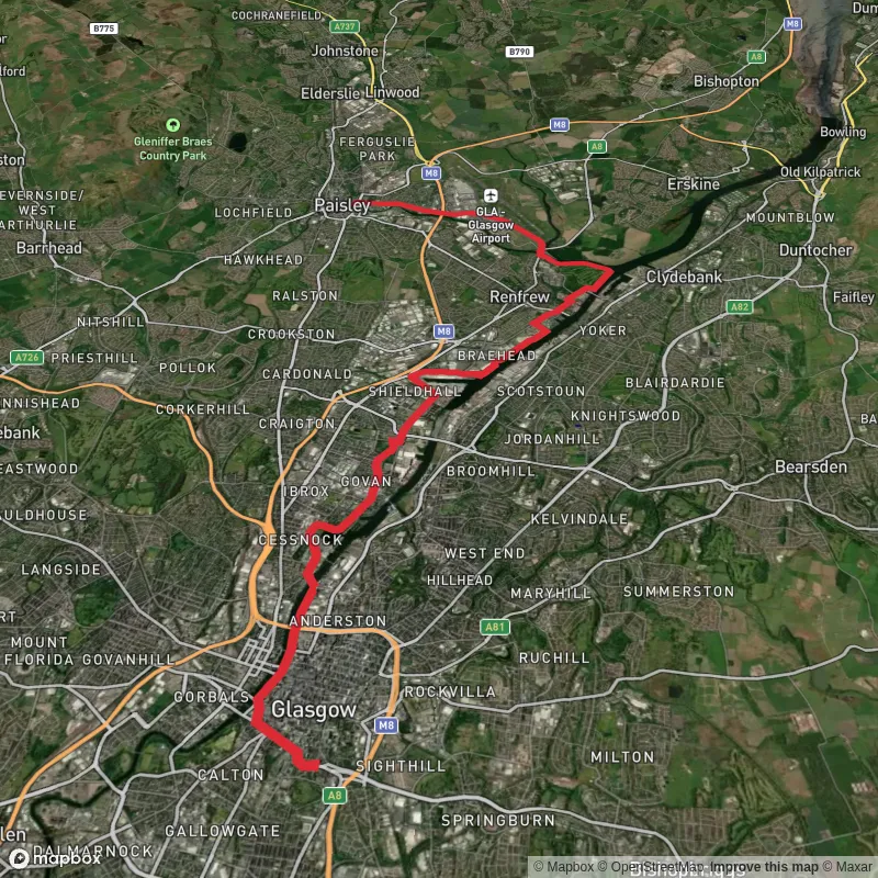 Hike Paisley to Glasgow Cathedral