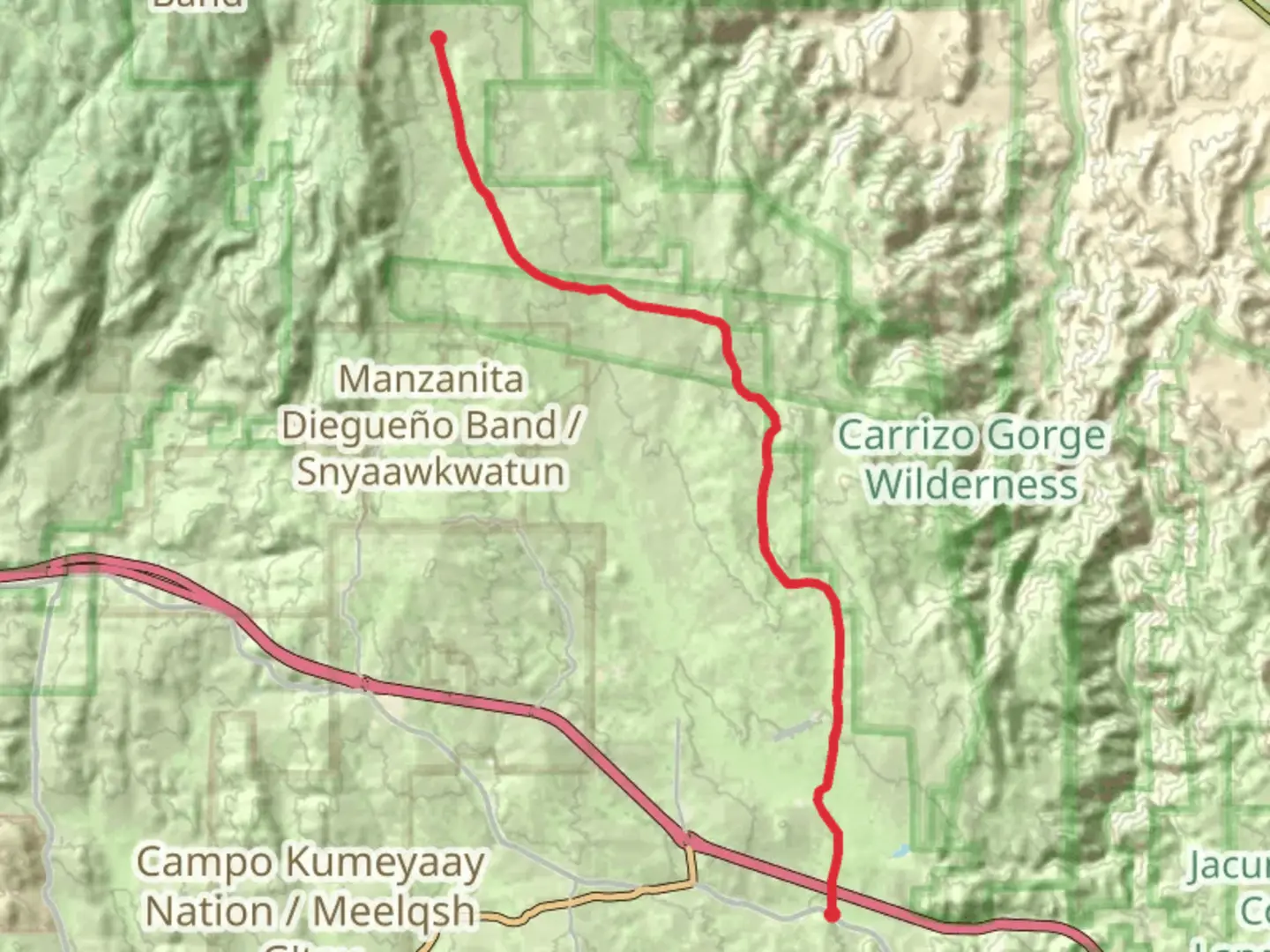 An image depicting the trail Kumeyaay Road Walk and its surrounding area.