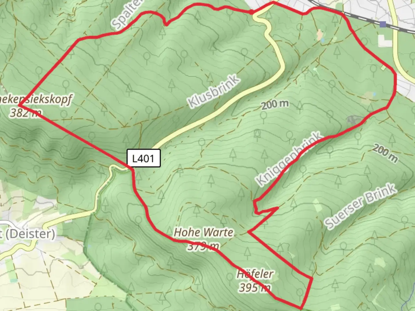 An image depicting the trail Hohe Warte Loop and its surrounding area.