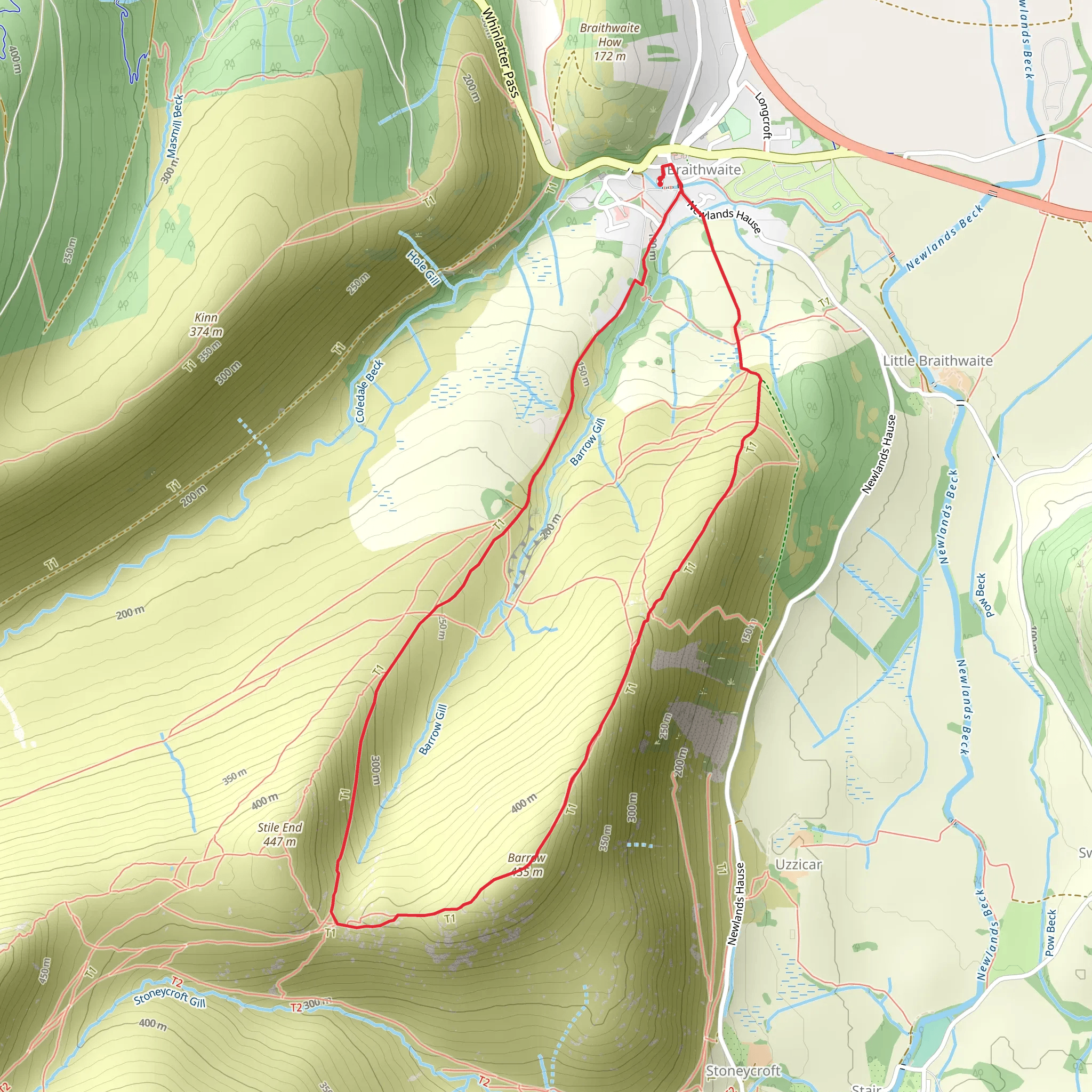 Barrow Fell Route mobile static map
