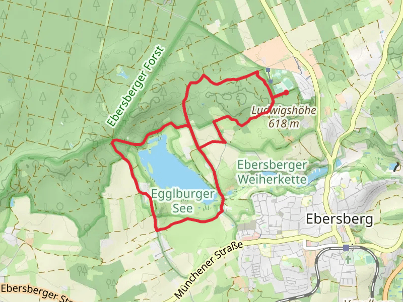 Egglburger See via Wanderweg Weiss Rot and Rotes Viereck