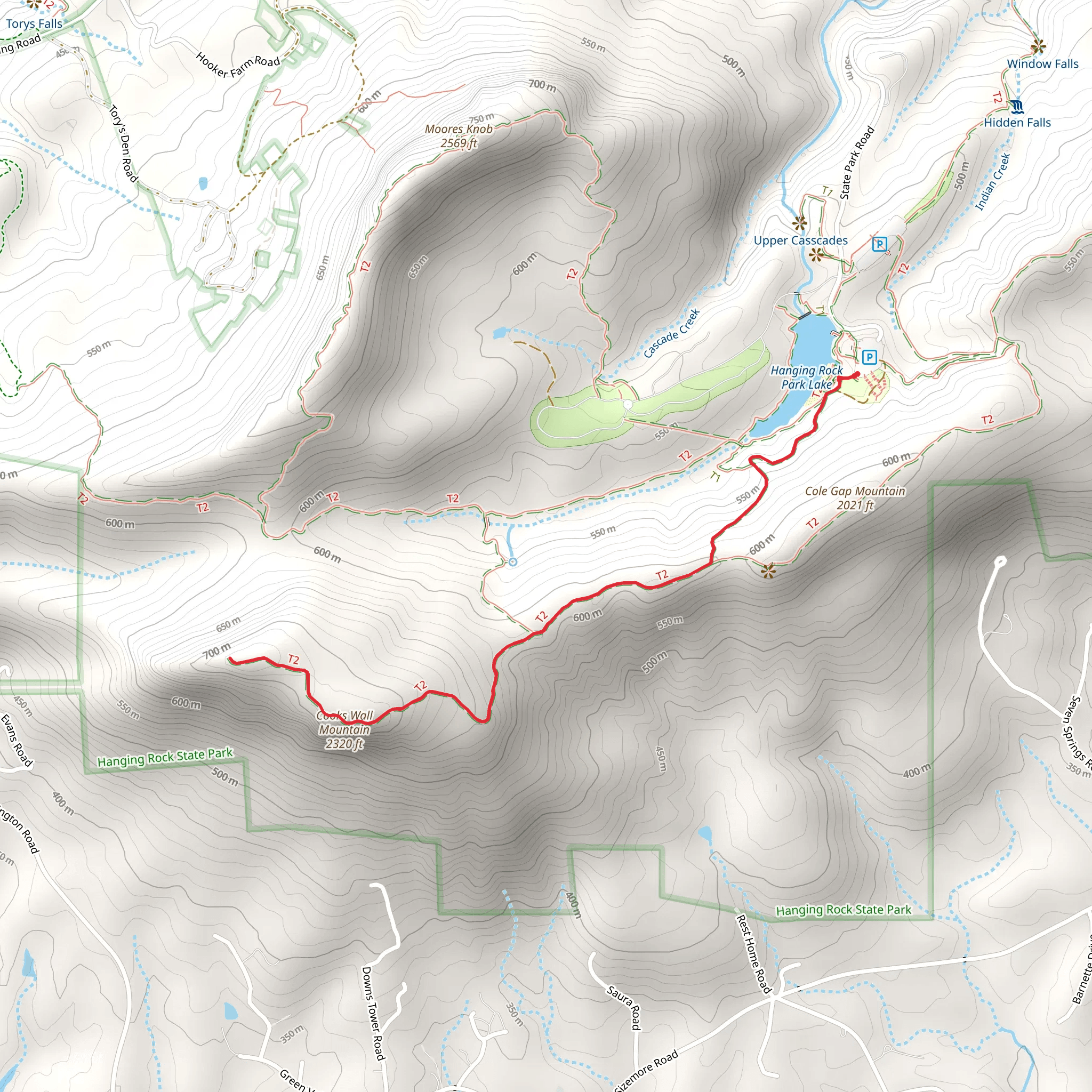 Cooks Wall Mountain Trail mobile static map