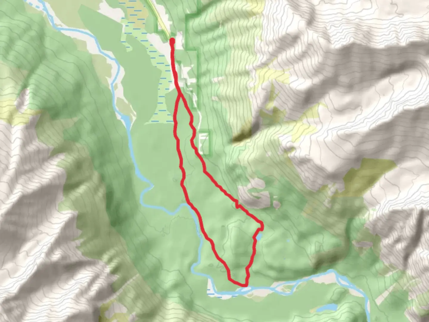 An image depicting the trail Dew Mound Trail and Crow Pass Trail Loop and its surrounding area.