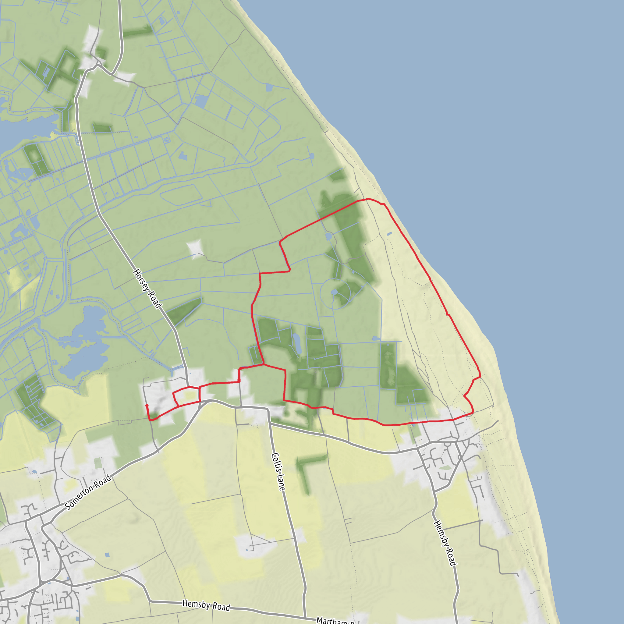 Hike from West Somerton via Winterton Ness and The Common mobile static map