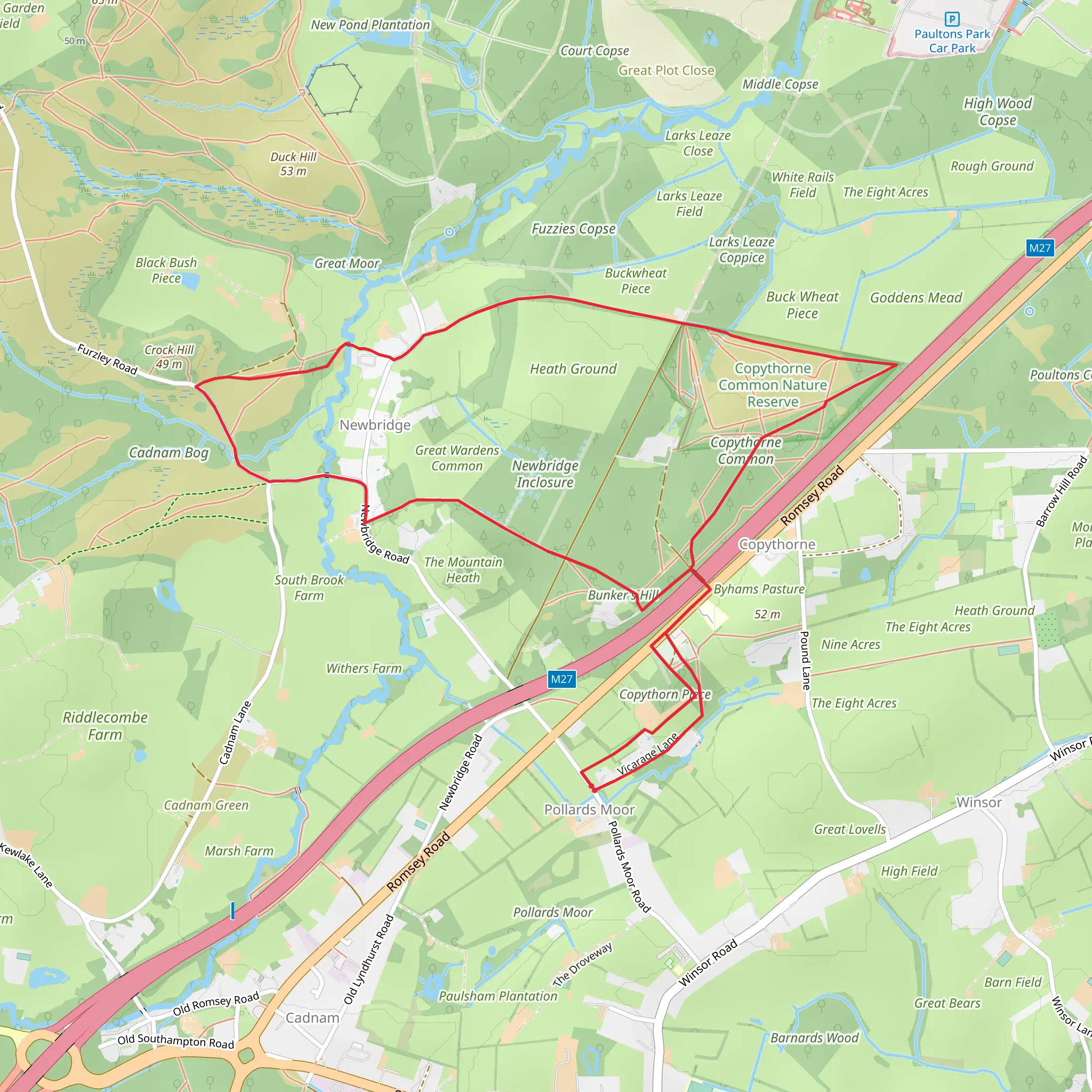 Copythorne and Cadnam Common Walk mobile static map