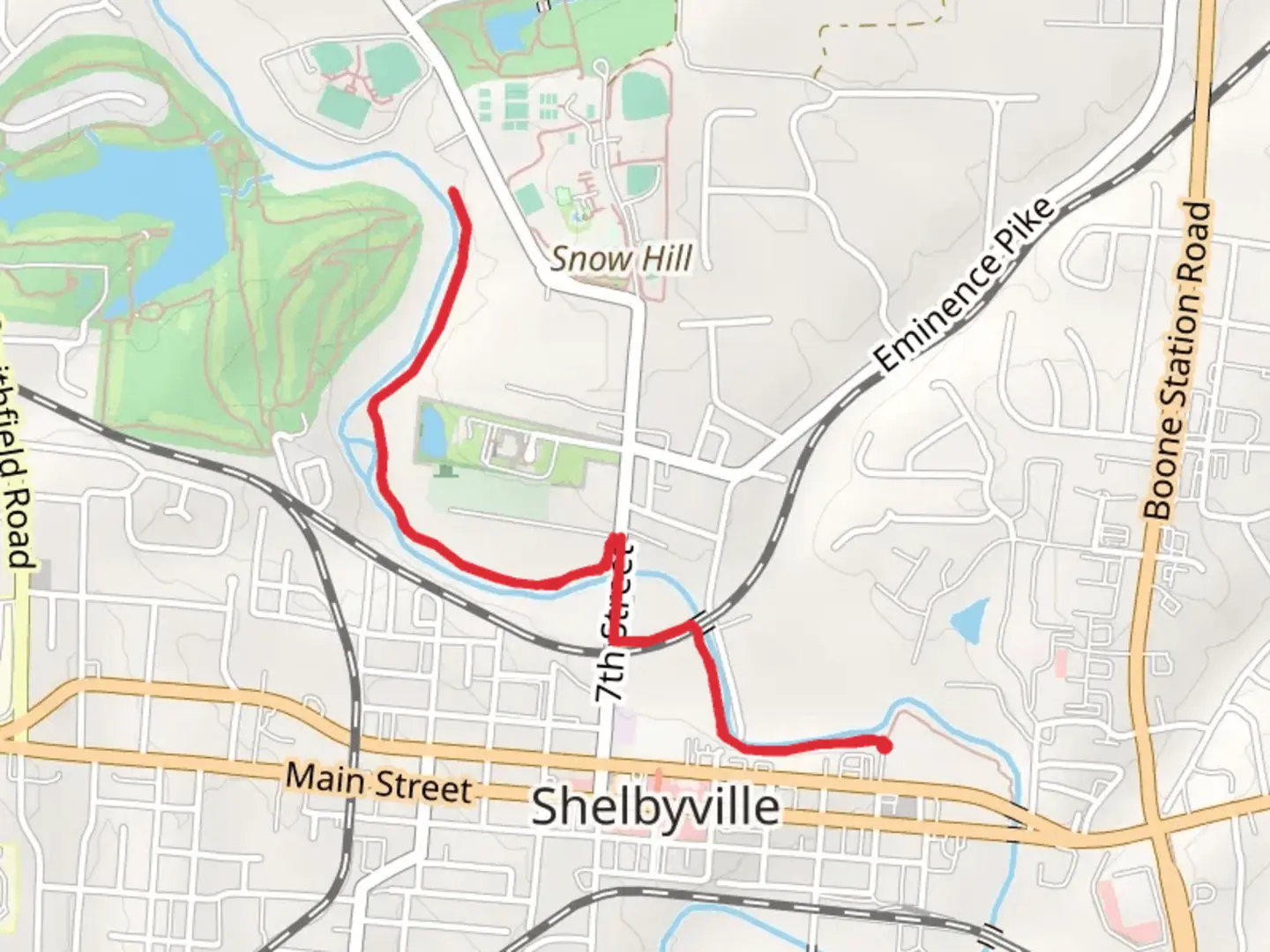 An image depicting the trail Greenway Trail and Greenway Phase II and its surrounding area.