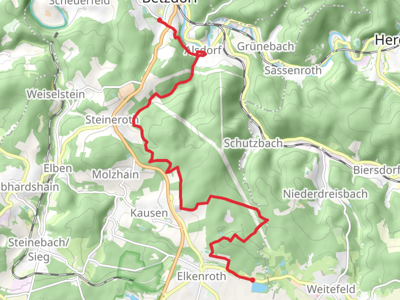 Elkenrother Weiher to Betzdorf via Druidensteig