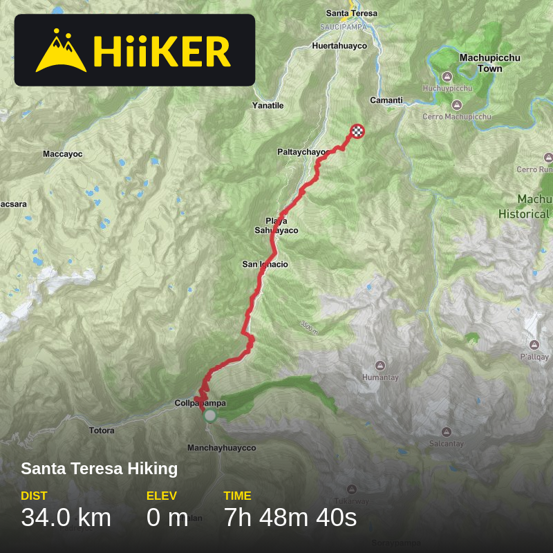 A map preview of the recording Santa Teresa Hiking.