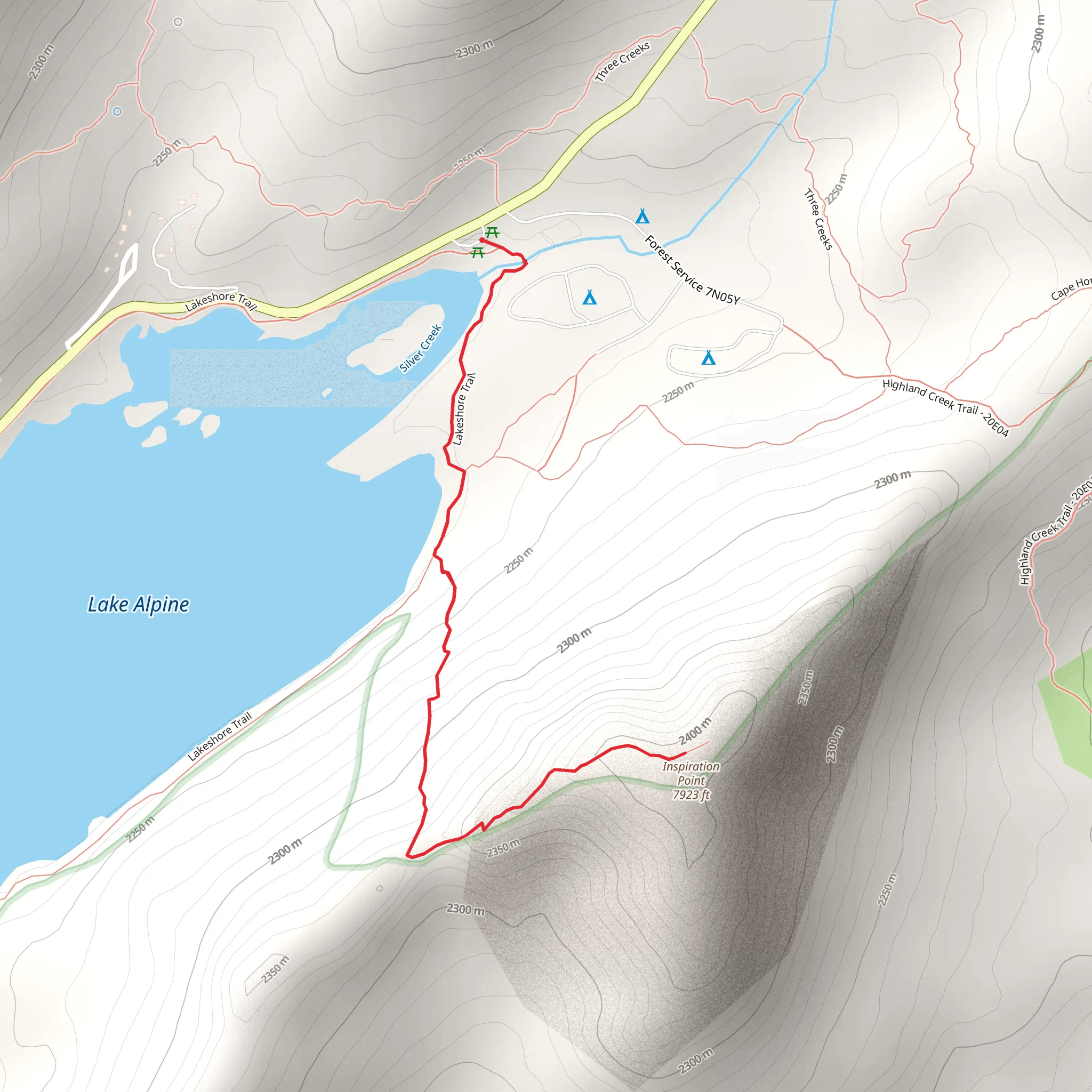 Inspiration Point via Lakeshore Trail mobile static map