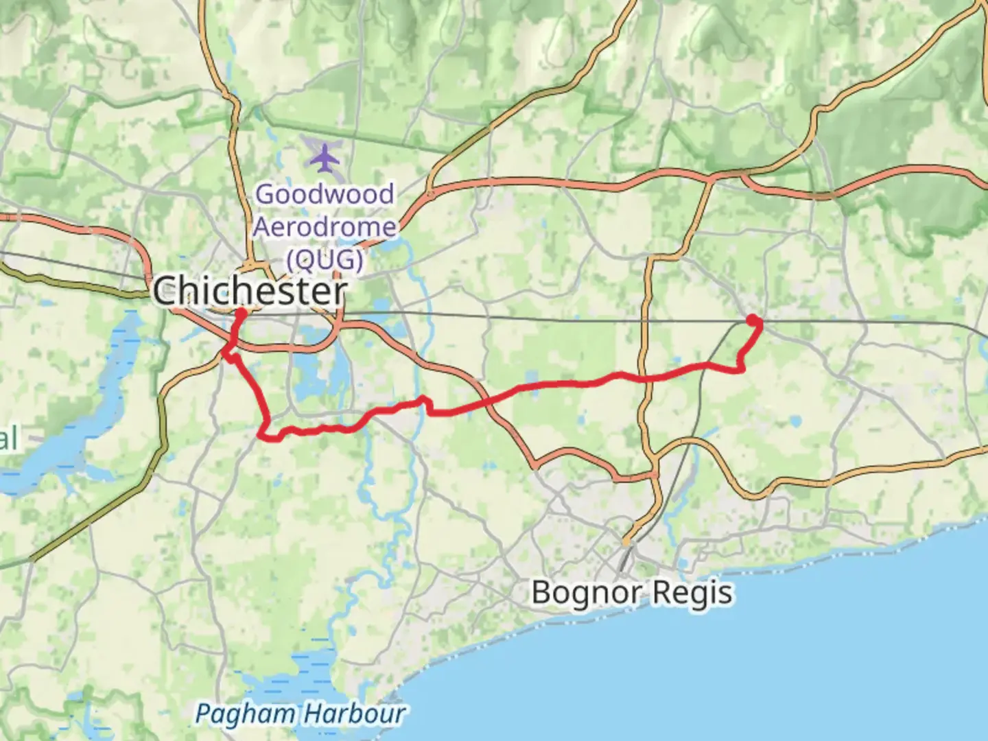 An image depicting the trail Hunston Copse via New Lipchis Way and its surrounding area.