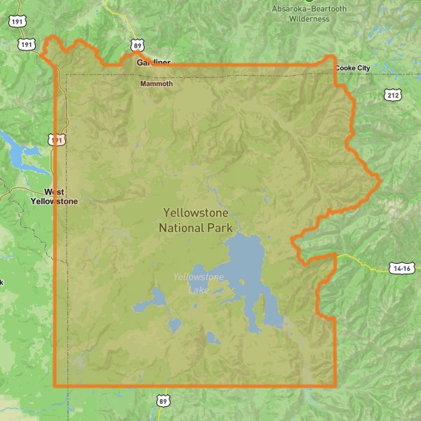Yellowstone National Park mobile static map