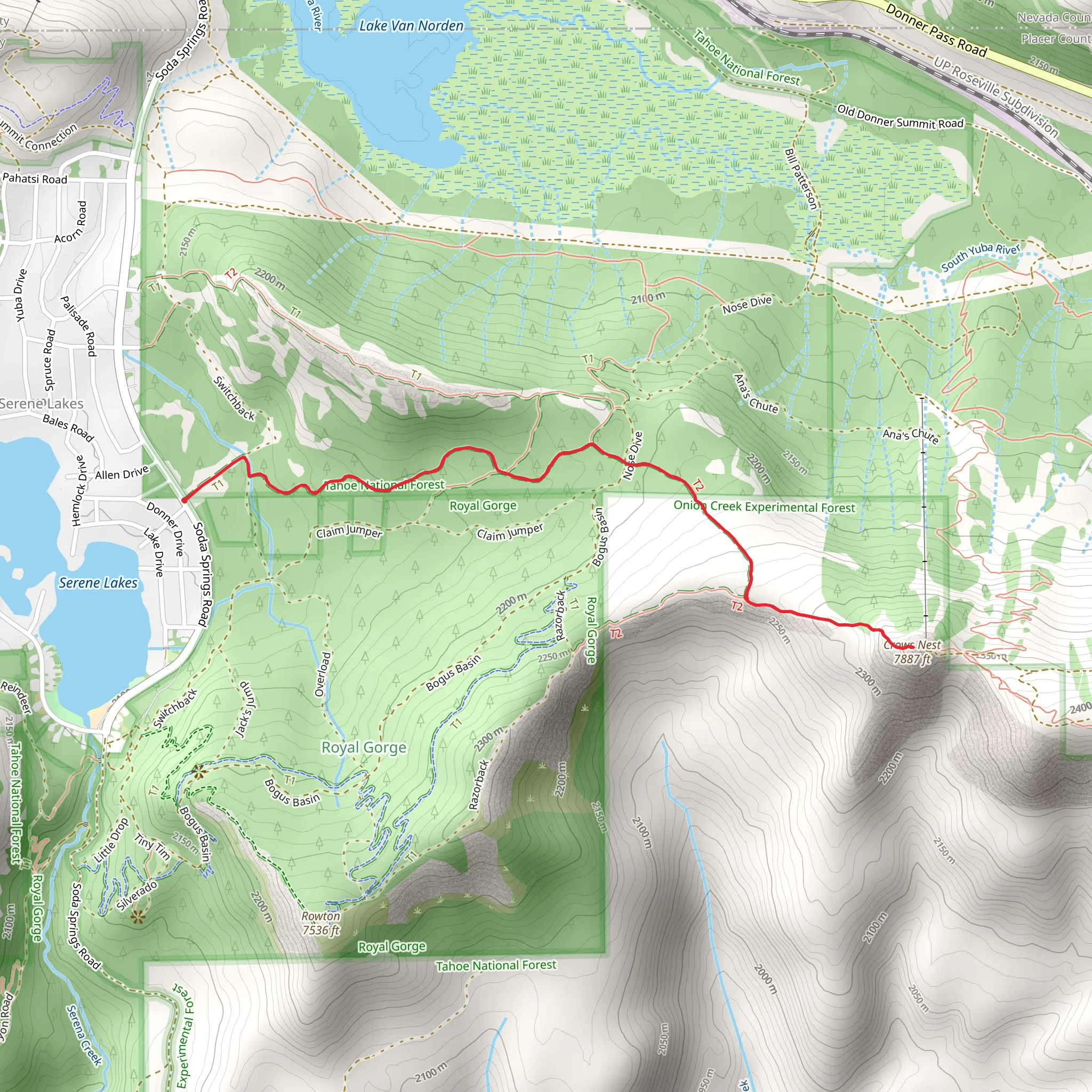 Crows Nest Out and Back mobile static map