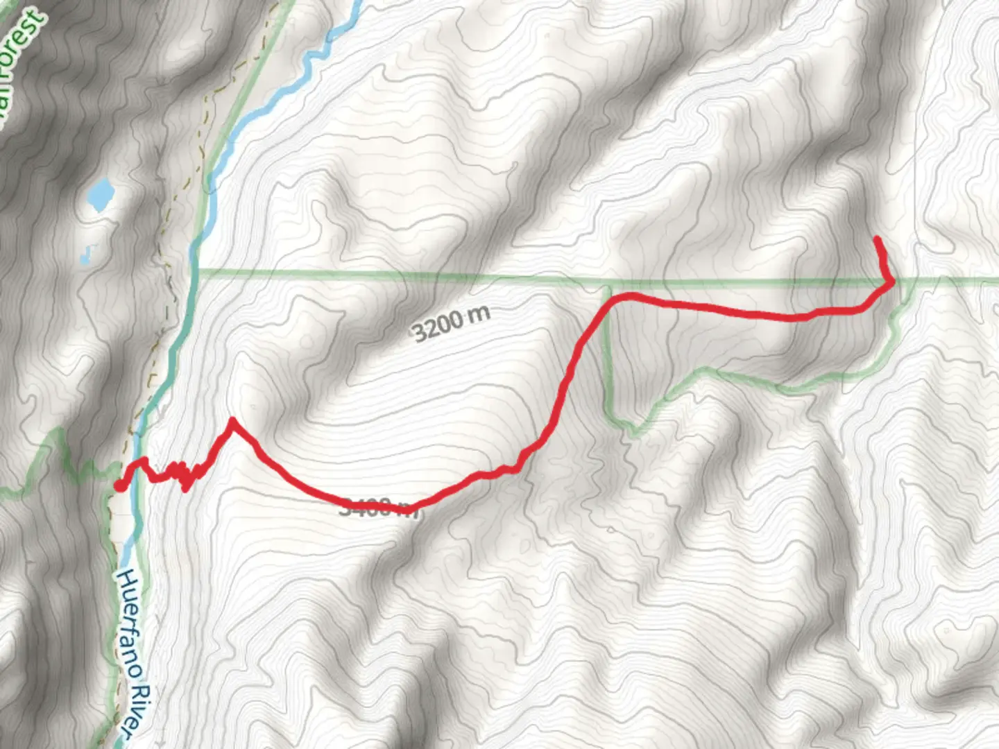 An image depicting the trail Huerfano Trail and its surrounding area.