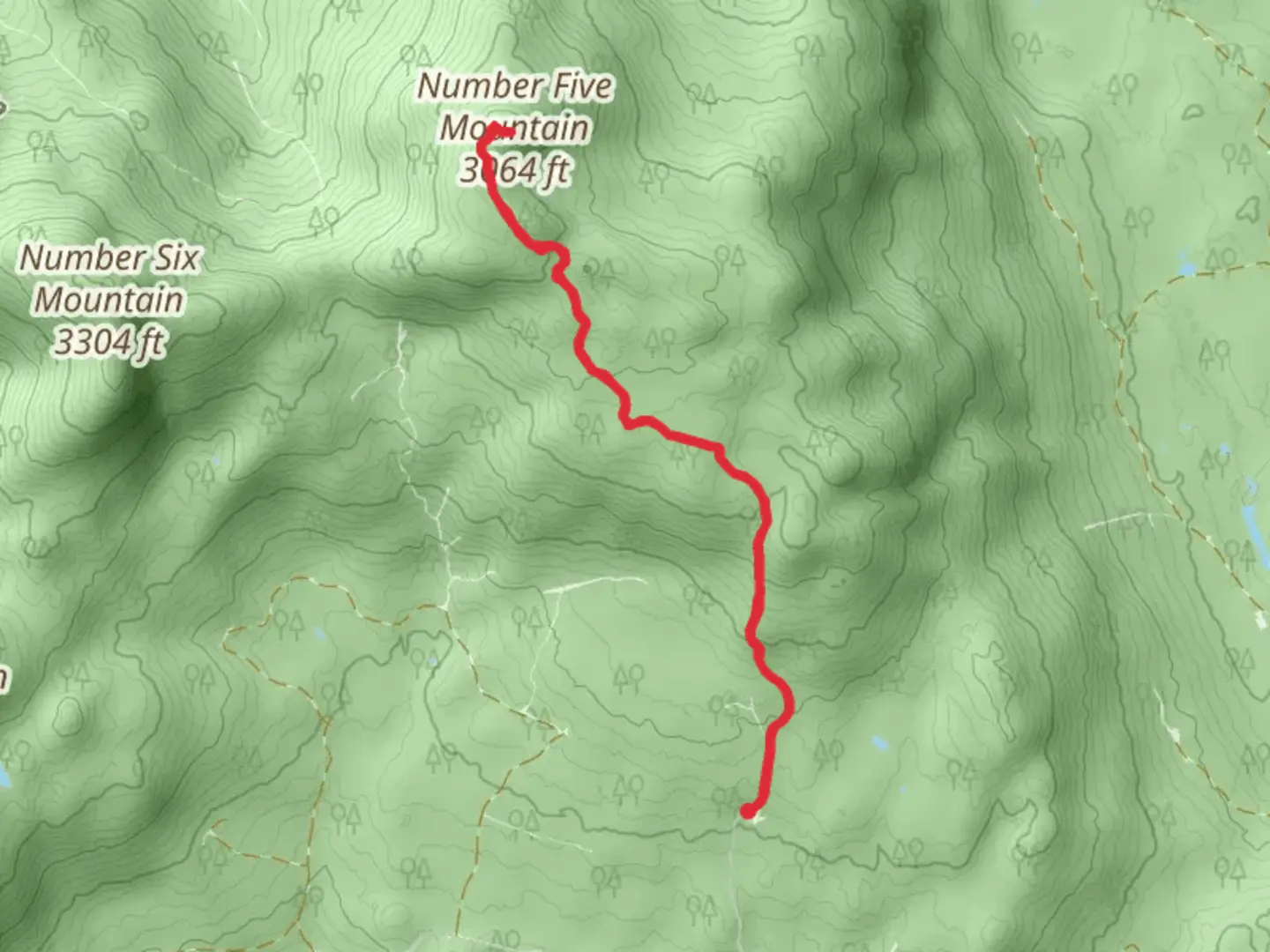 An image depicting the trail Number Five Mountain Trail and its surrounding area.