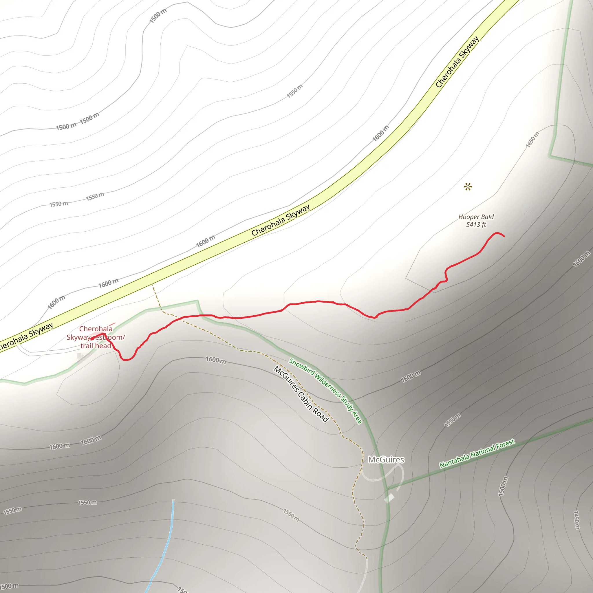 Hooper Bald Trail mobile static map