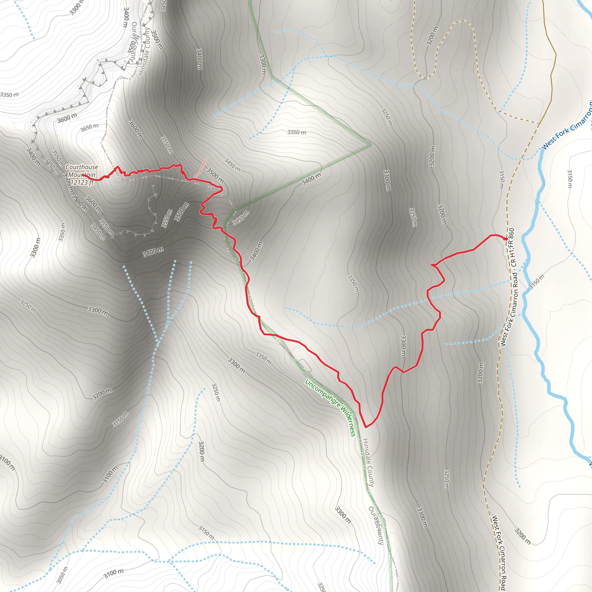Courthouse Mountain Trail mobile static map