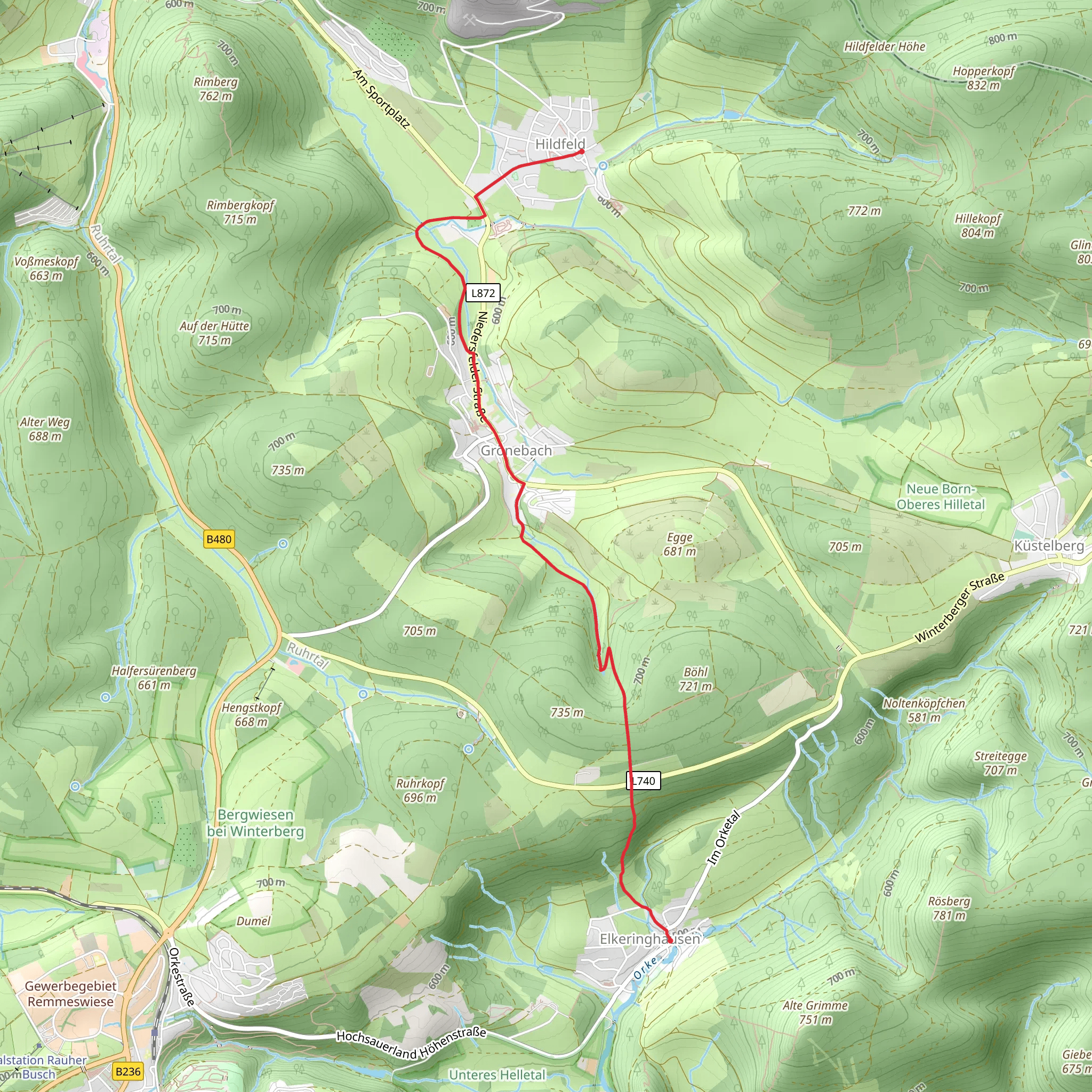 Hildfeld to Elkeringhausen via Groenebacher Dorfpfad mobile static map