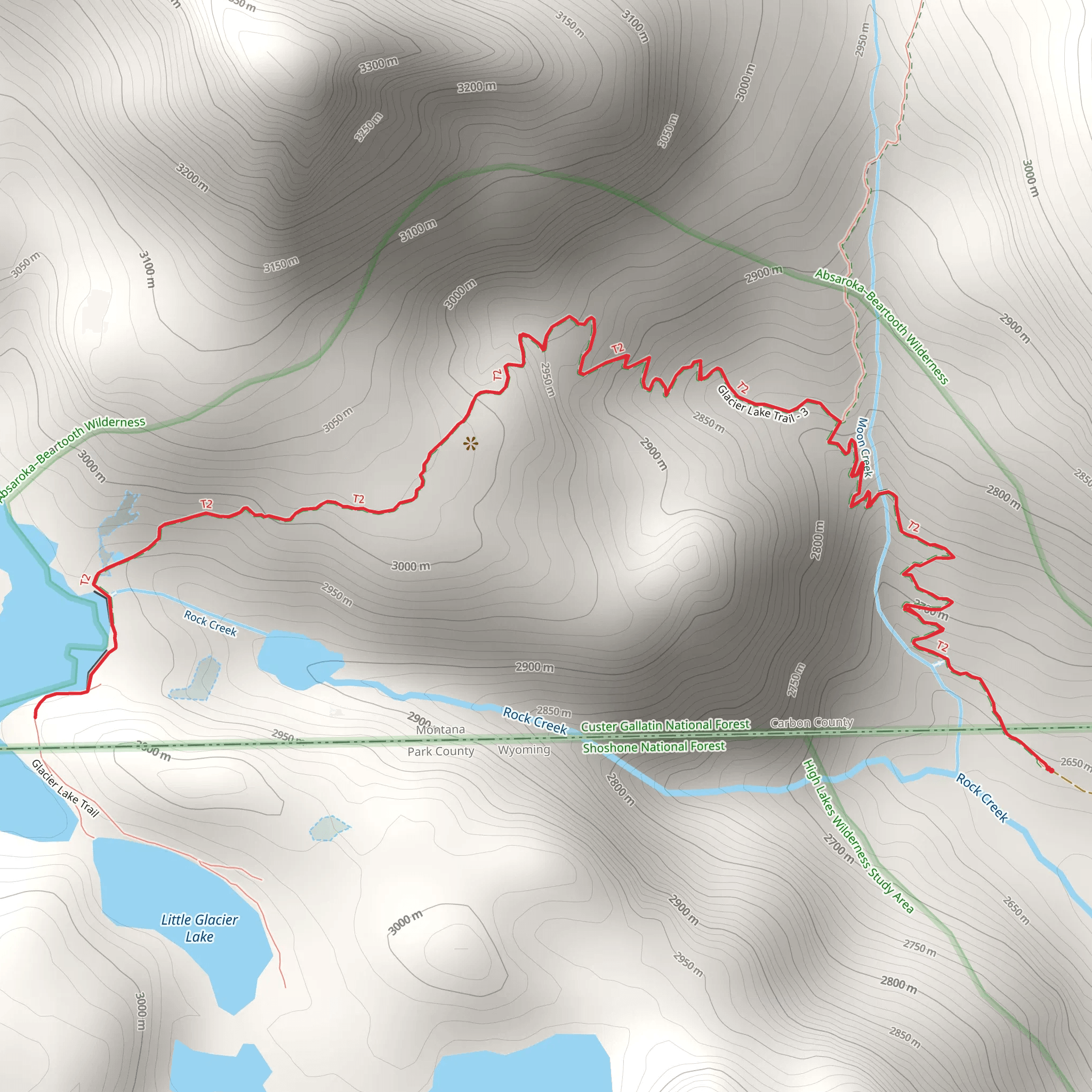 Glacier Lake Trail Out and Back mobile static map