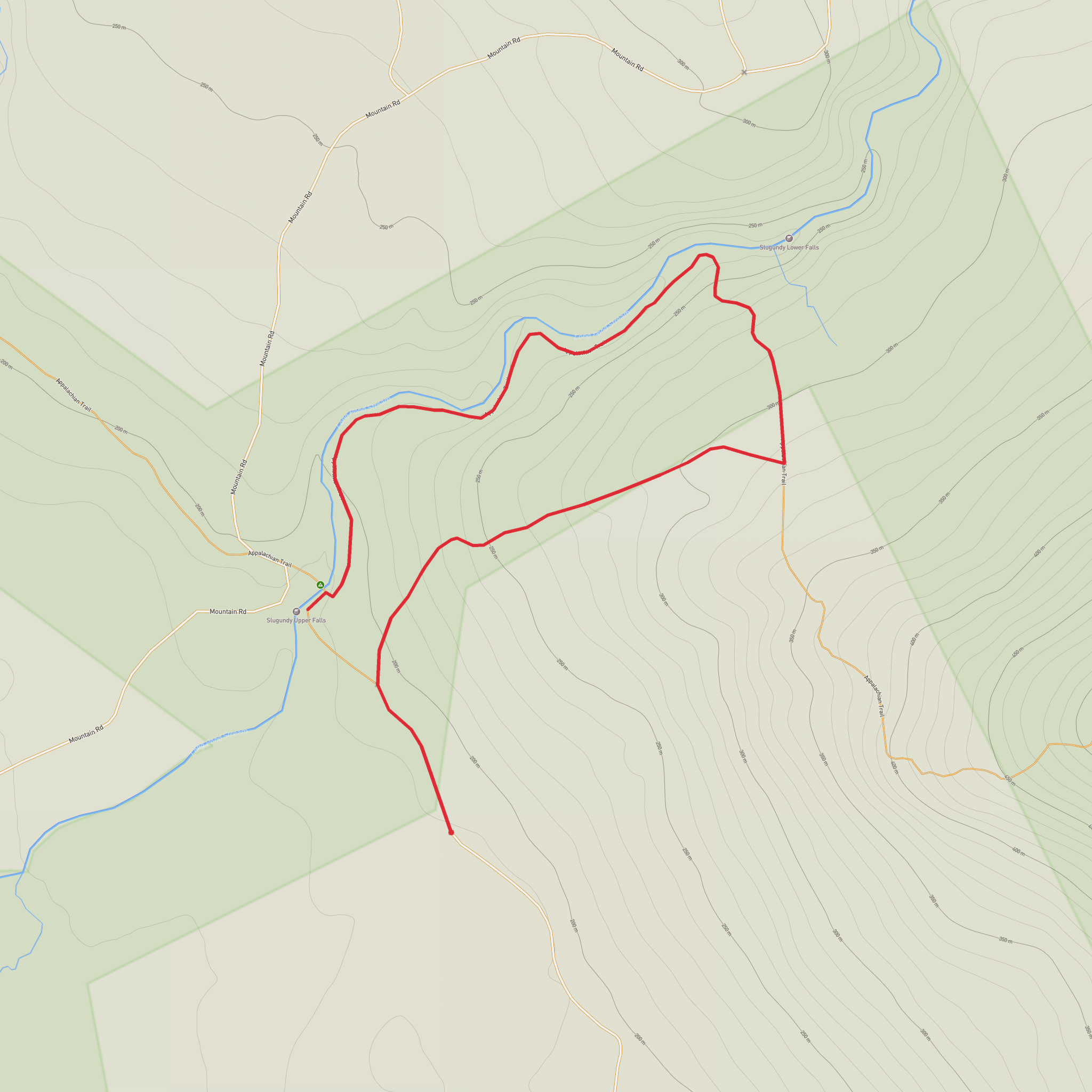 Slugundy Upper Falls via Appalachian Trail mobile static map