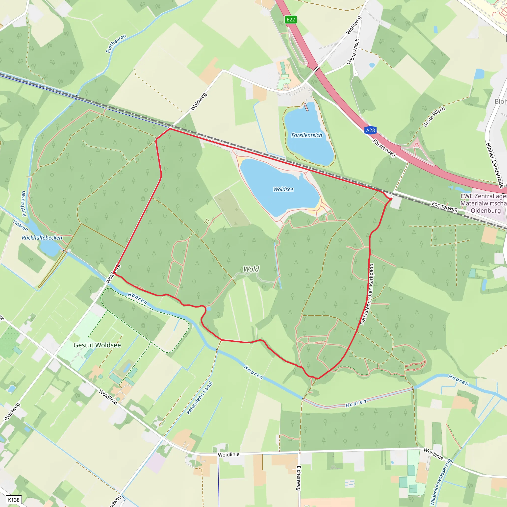 Woldsee via Jadeweg mobile static map