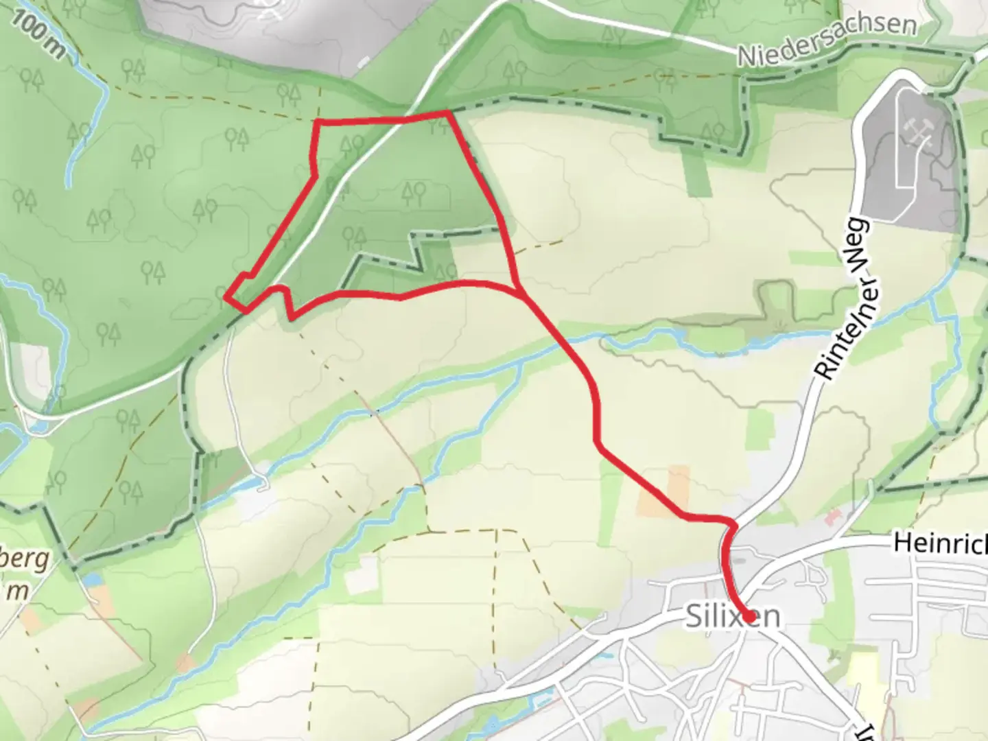 An image depicting the trail Kahlenberg Loop via Hilgenrekte and its surrounding area.