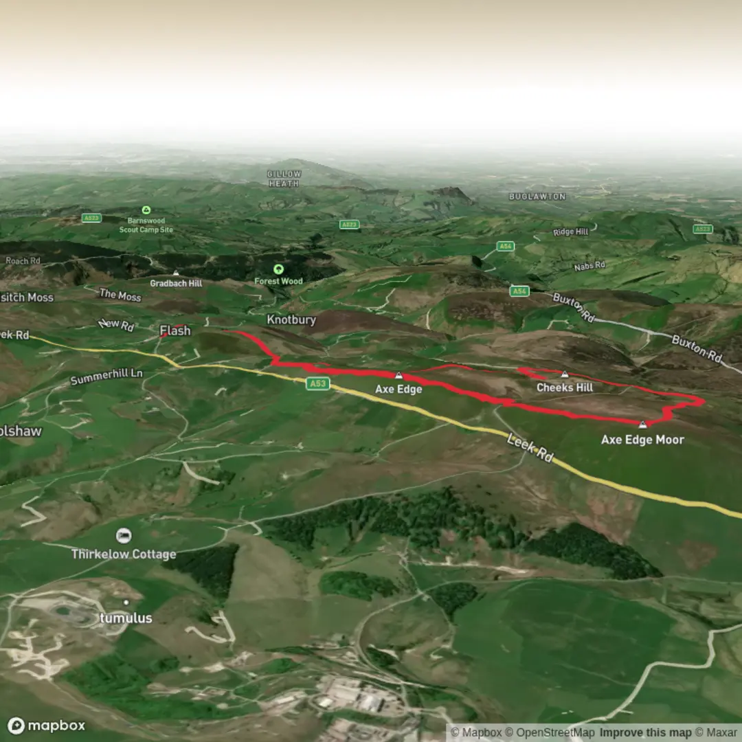 An image depicting the trail Flash to Axe Edge Moor and its surrounding area.