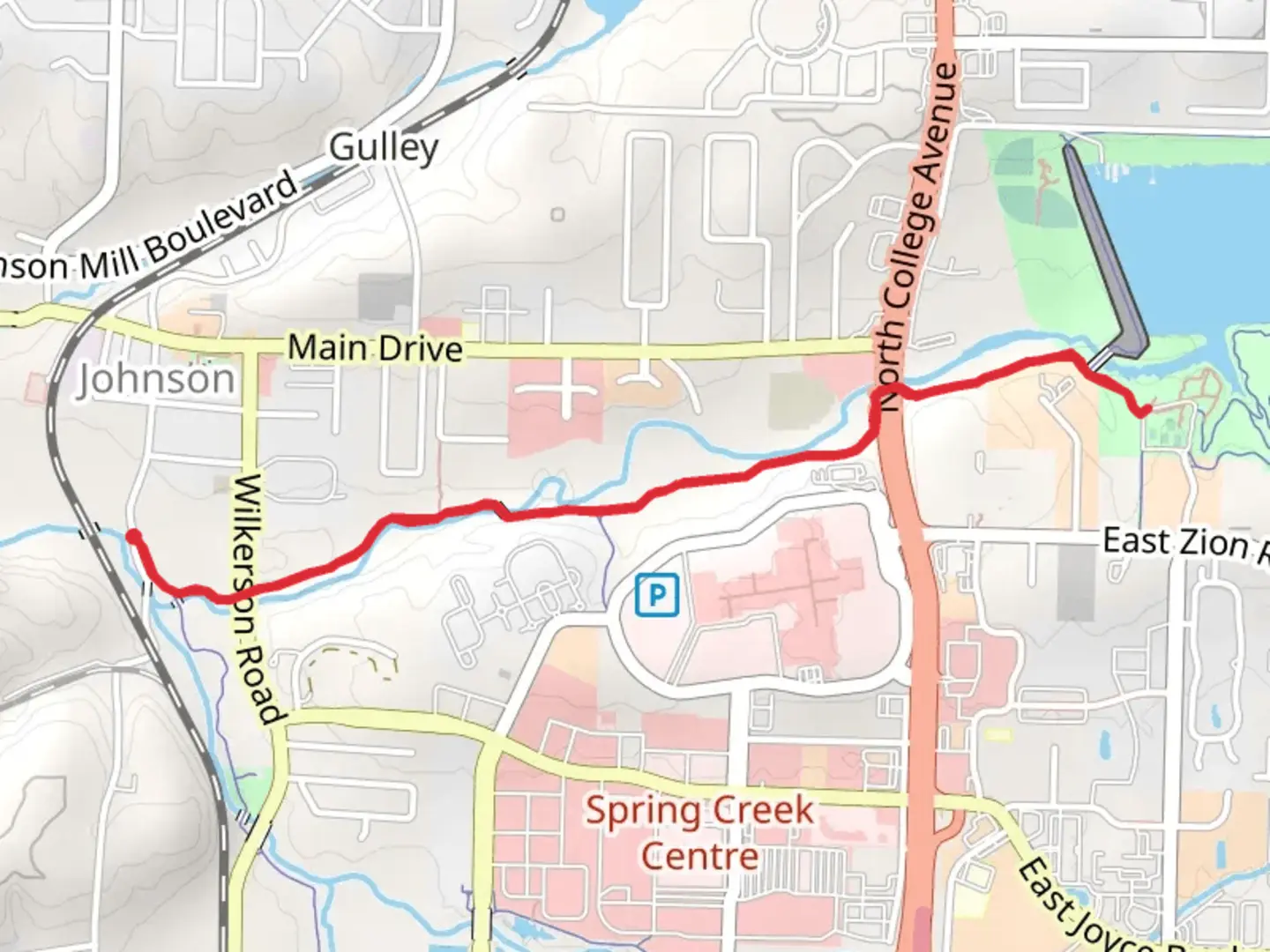 An image depicting the trail Razorback Regional Greenway and its surrounding area.