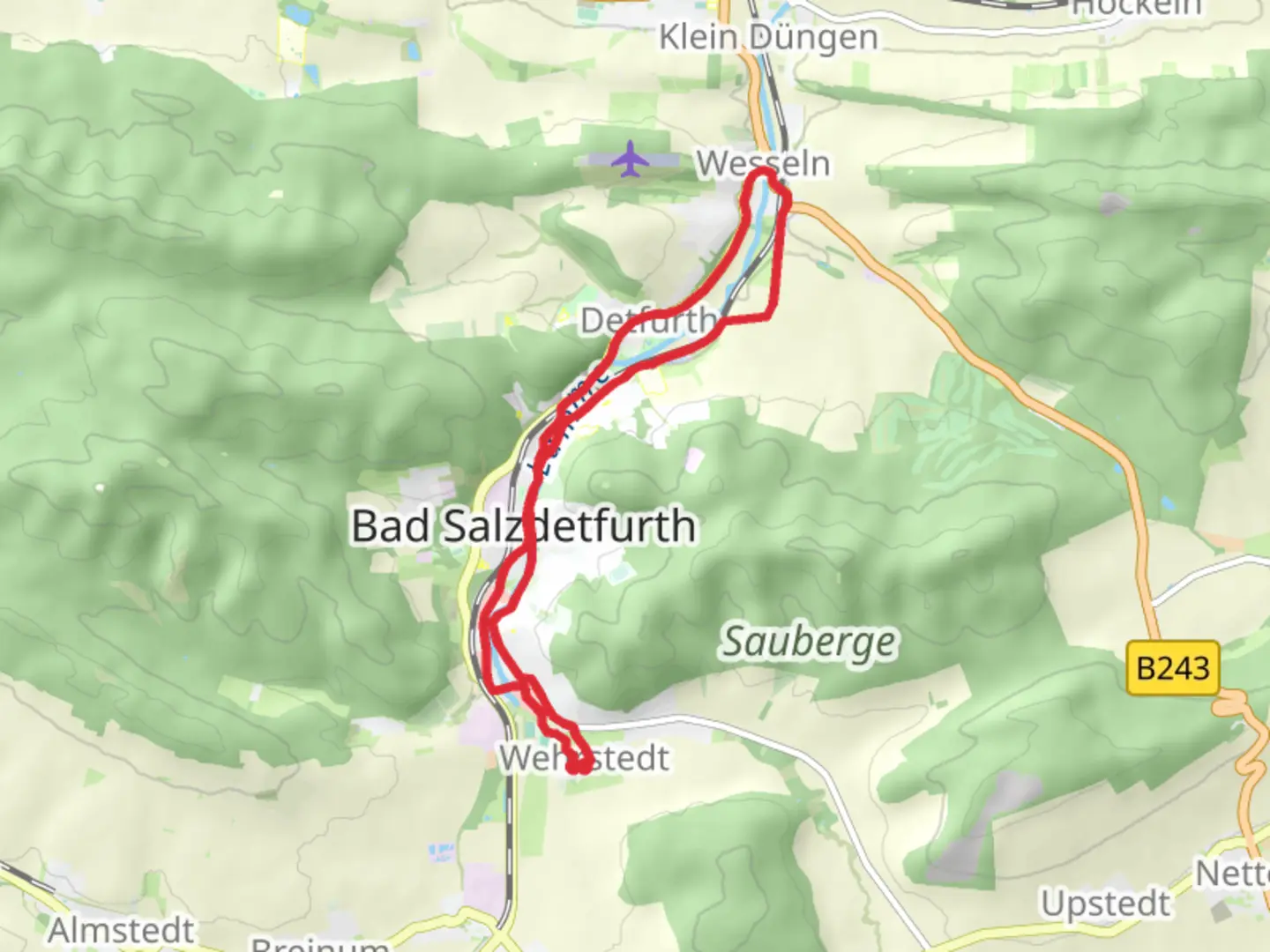 An image depicting the trail Drei Pappeln and Soltmannstrasse Loop and its surrounding area.