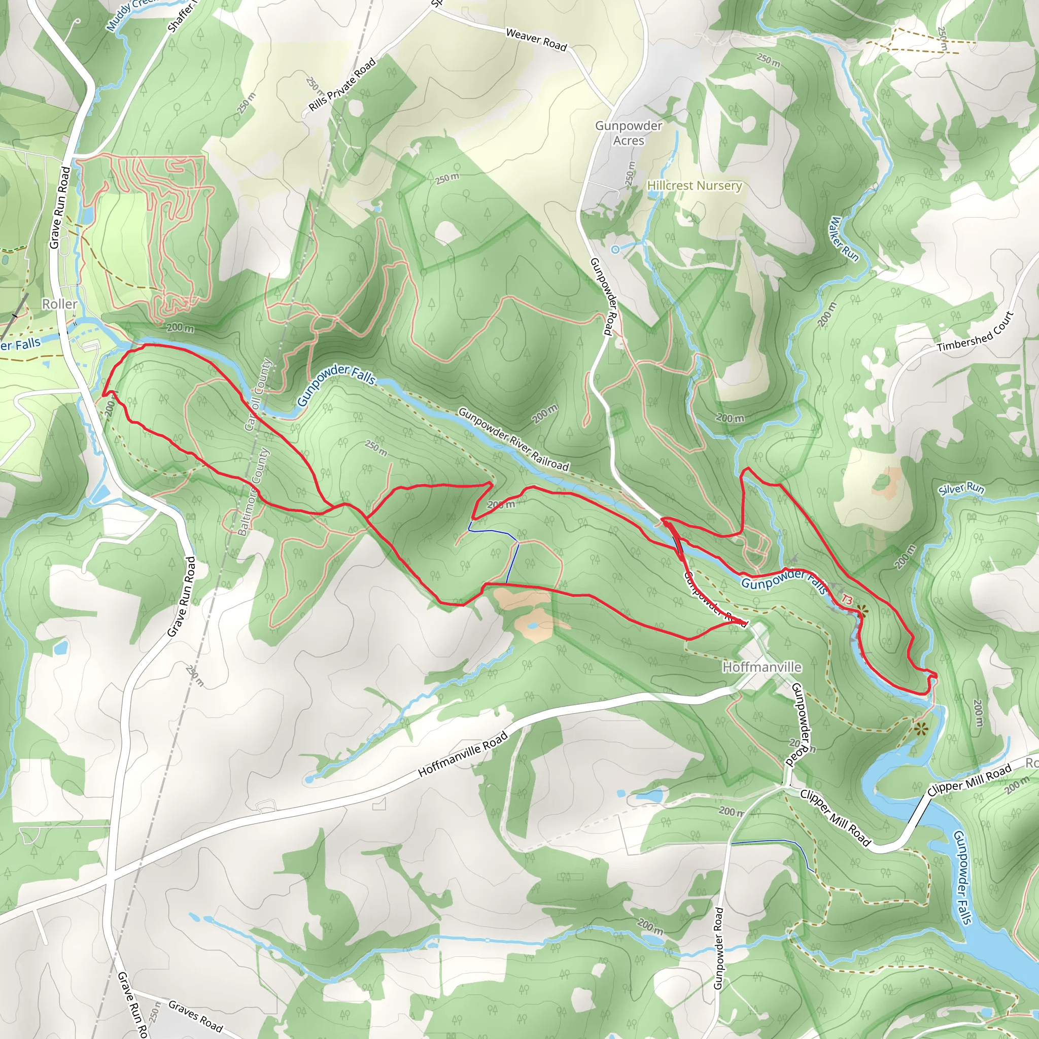 Gunpowder Falls and Hoffman Cemetery Loop mobile static map