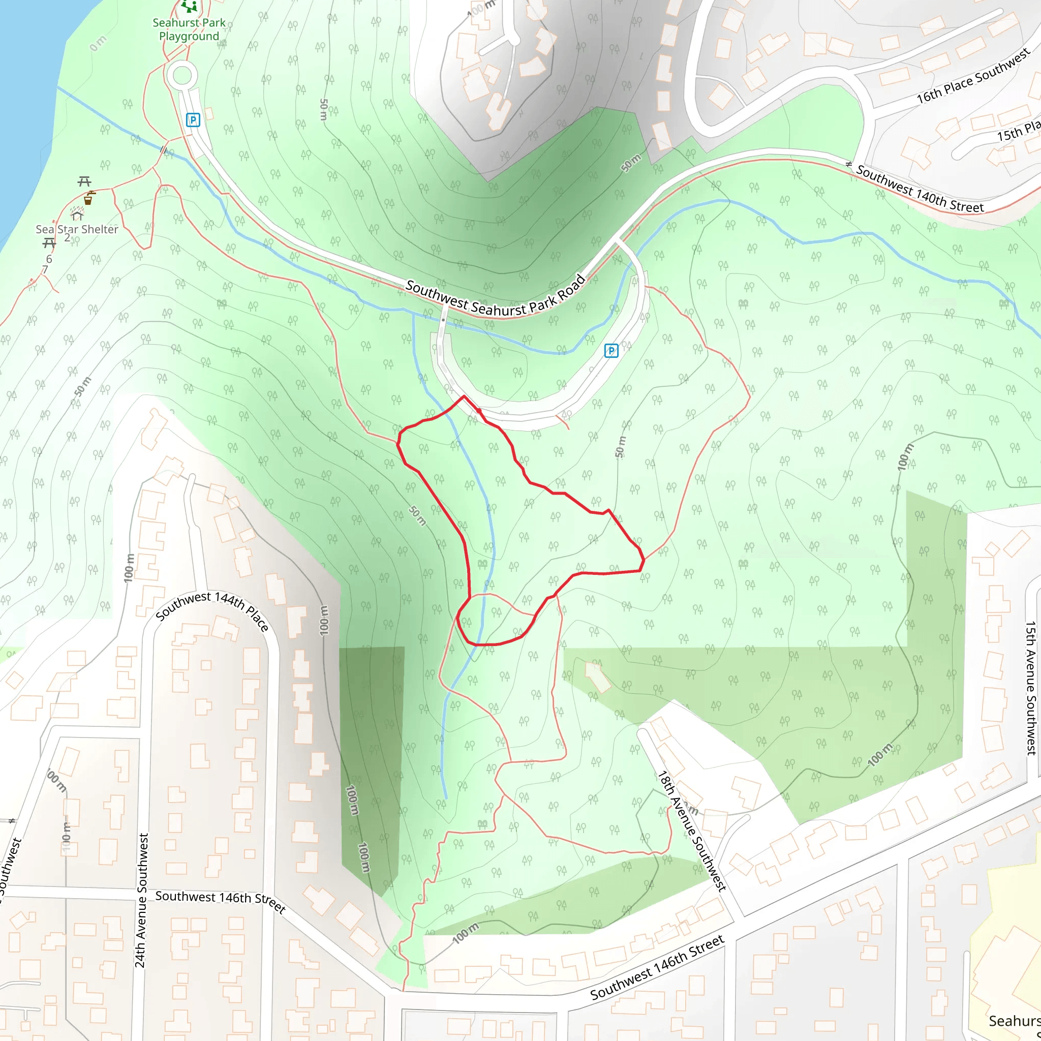 Southwest Seahurst Park Road Loop mobile static map