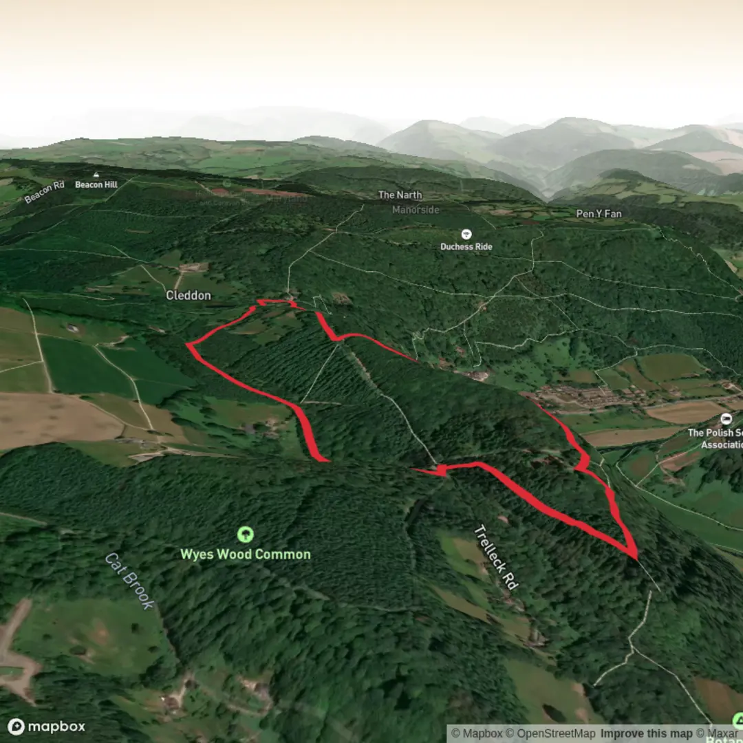 An image depicting the trail Whitestone Viewpoint and Cleddon Falls Loop and its surrounding area.