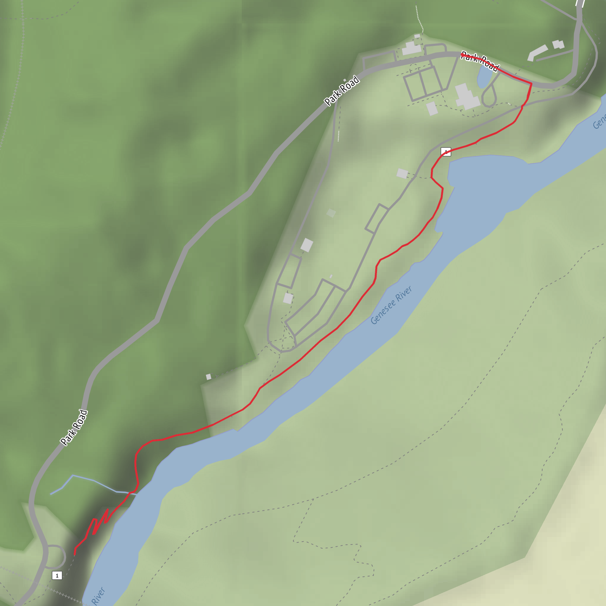Middle and Upper Falls via Gorge Trail mobile static map