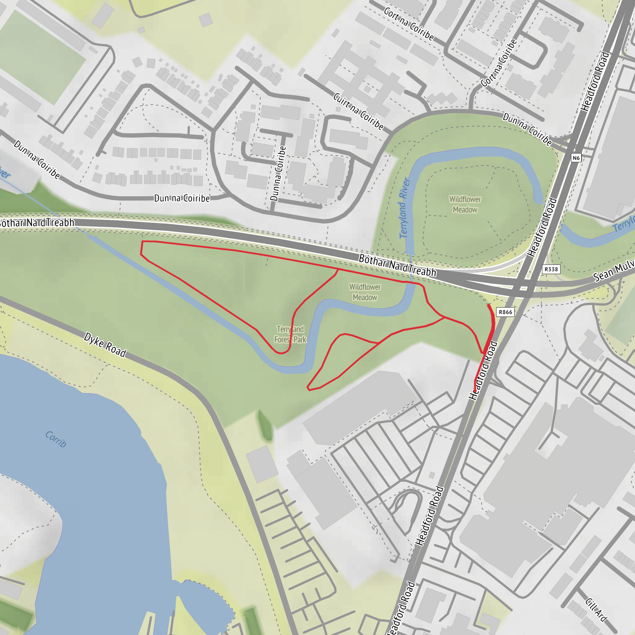 Terryland Forest Park Green Loop mobile static map