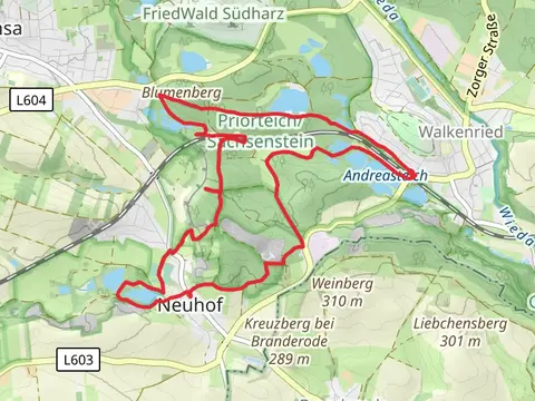 Priorteich-Sachsenstein, Sachsensteinklippen and Kranichteiche Loop