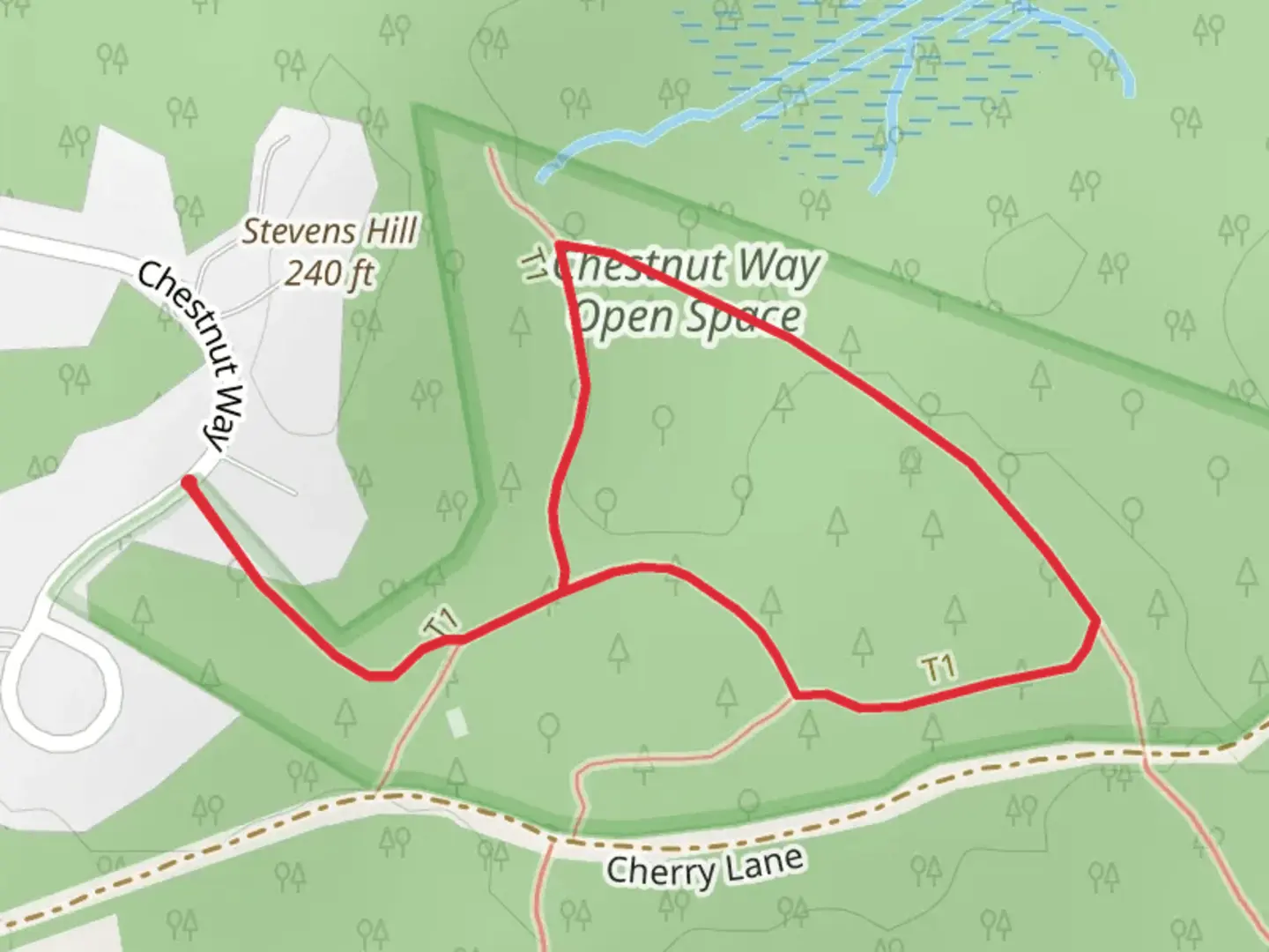 An image depicting the trail Chestnut Way Open Space Loop and its surrounding area.