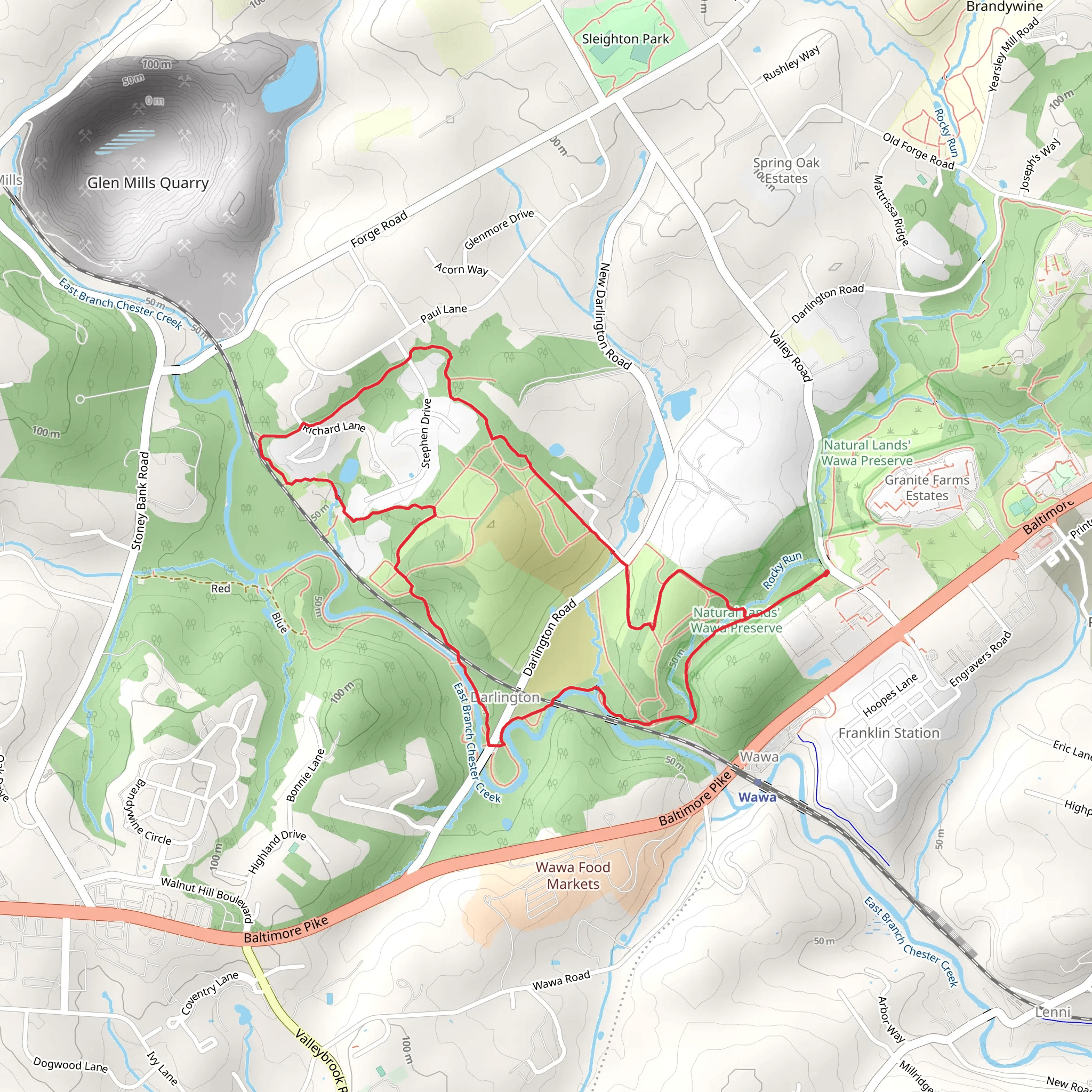 Darlington North Loop Trail mobile static map