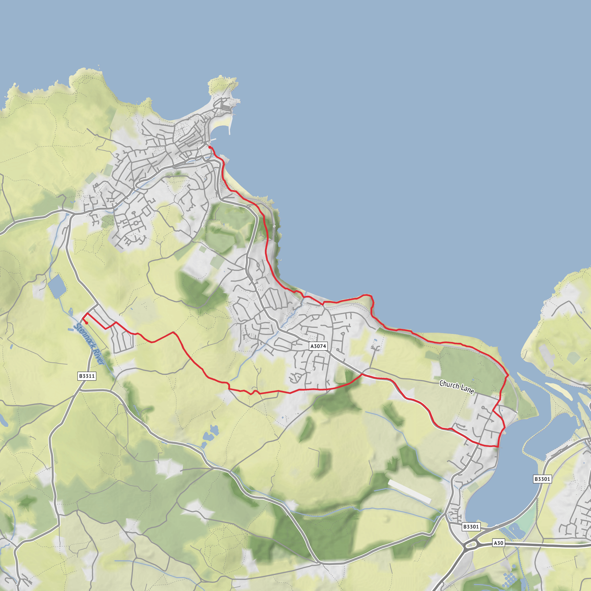 Porth Kidney Sands, Lelant, Carbis Bay and St Ives mobile static map