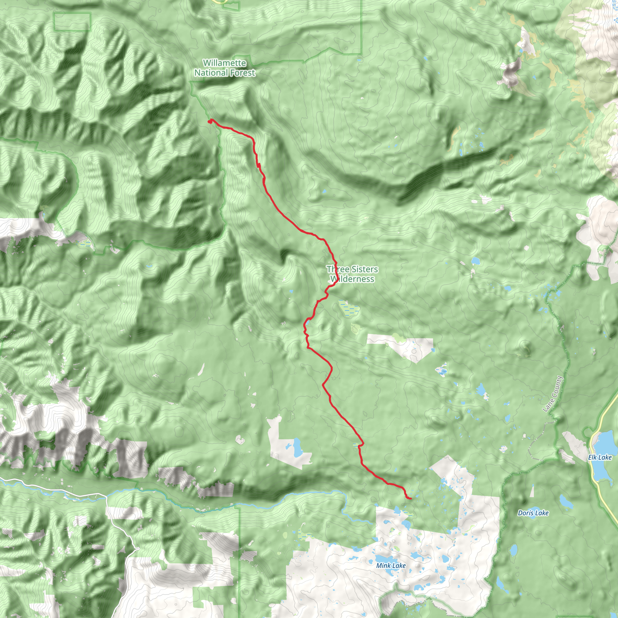 Water Holes Trail via Horse Creek Trail mobile static map