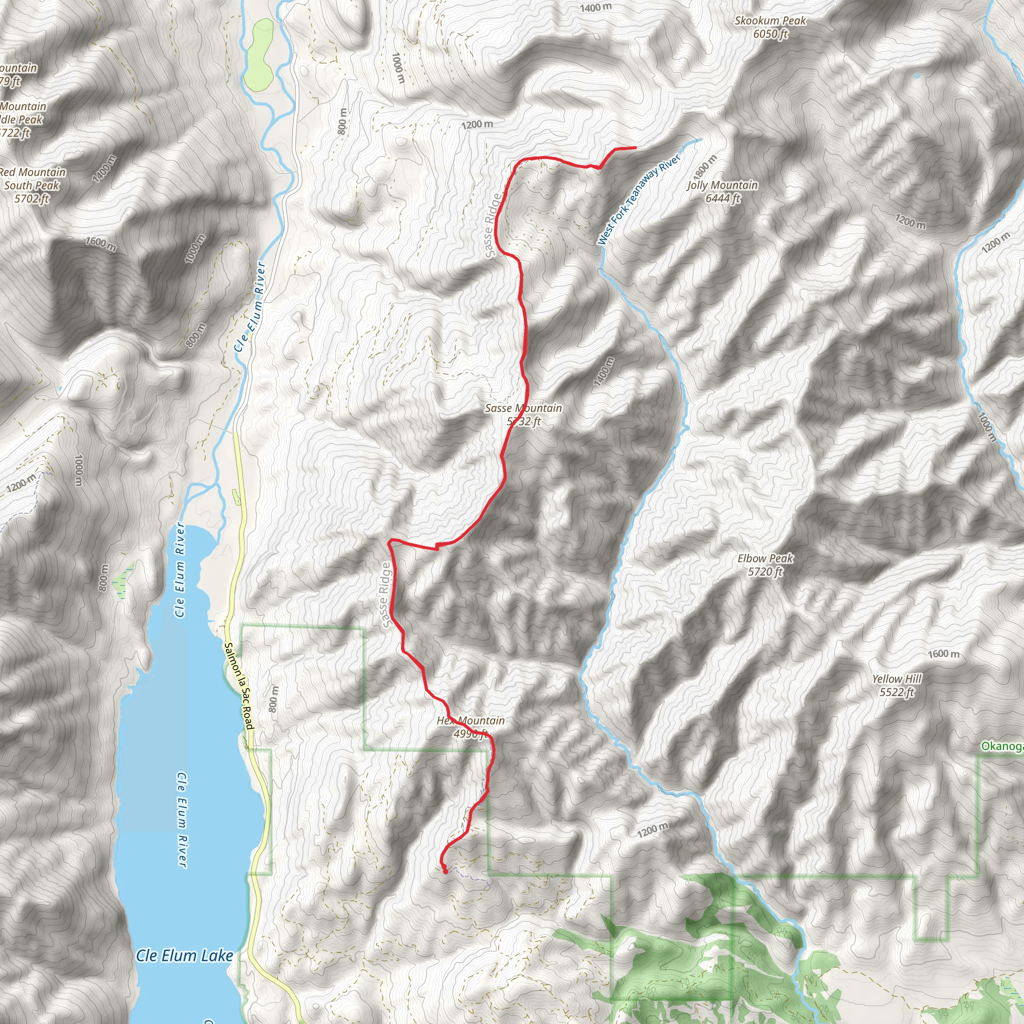 Sasse Ridge Trail mobile static map