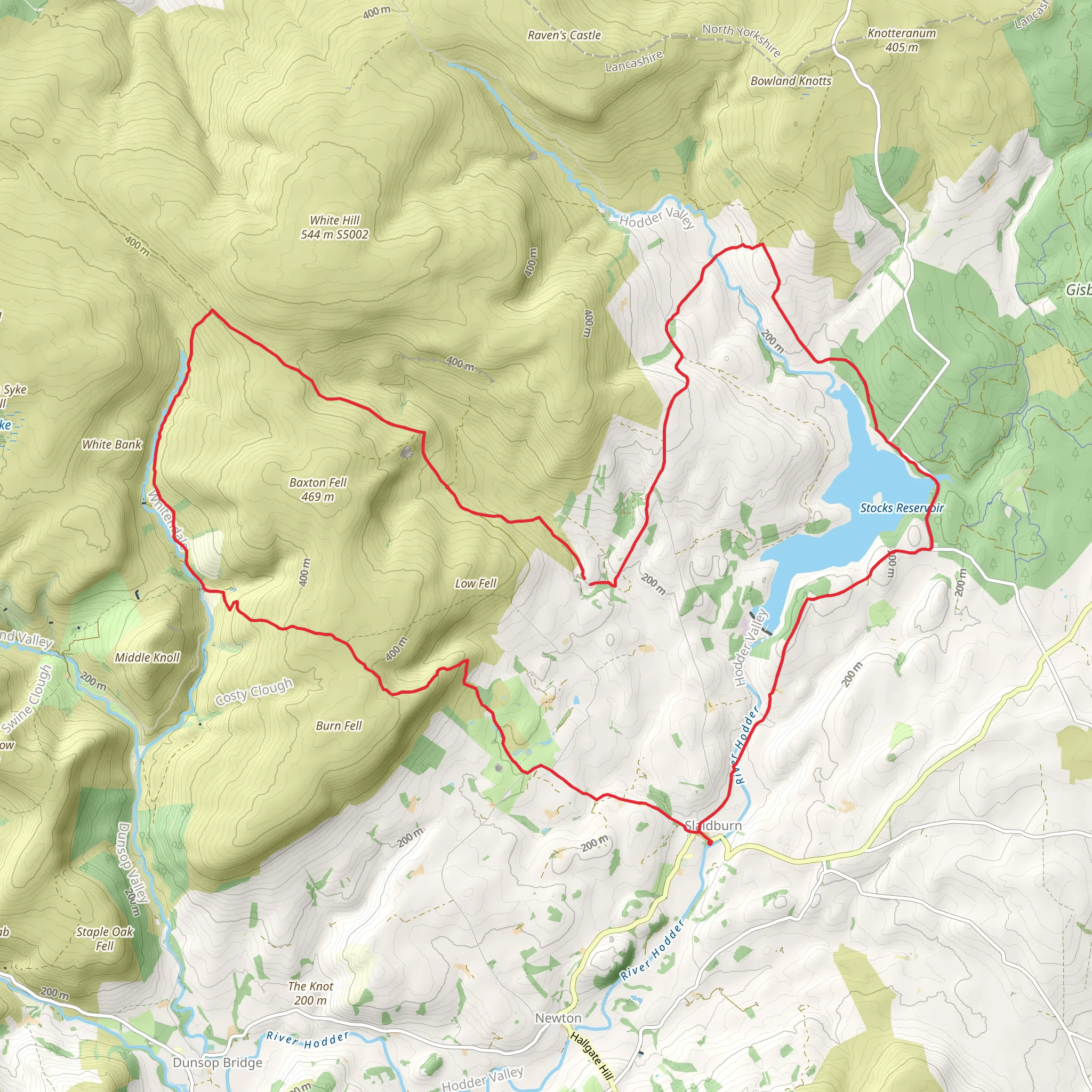 Heart of Bowland from Slaidburn mobile static map
