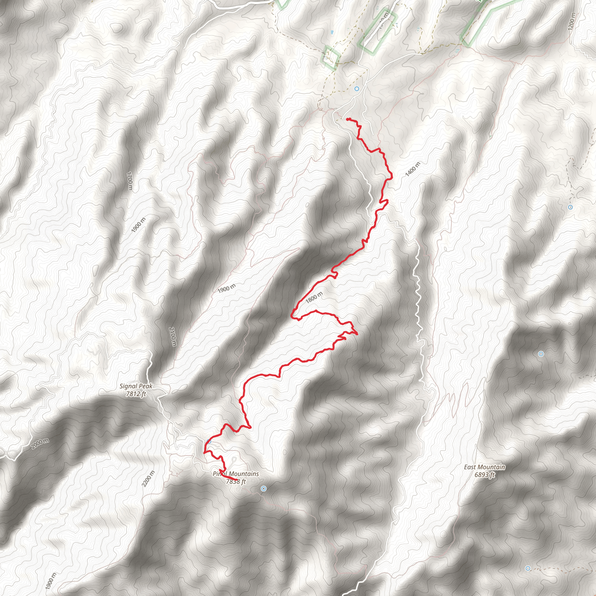 Pinal Mountain via Six Shooter Trail mobile static map