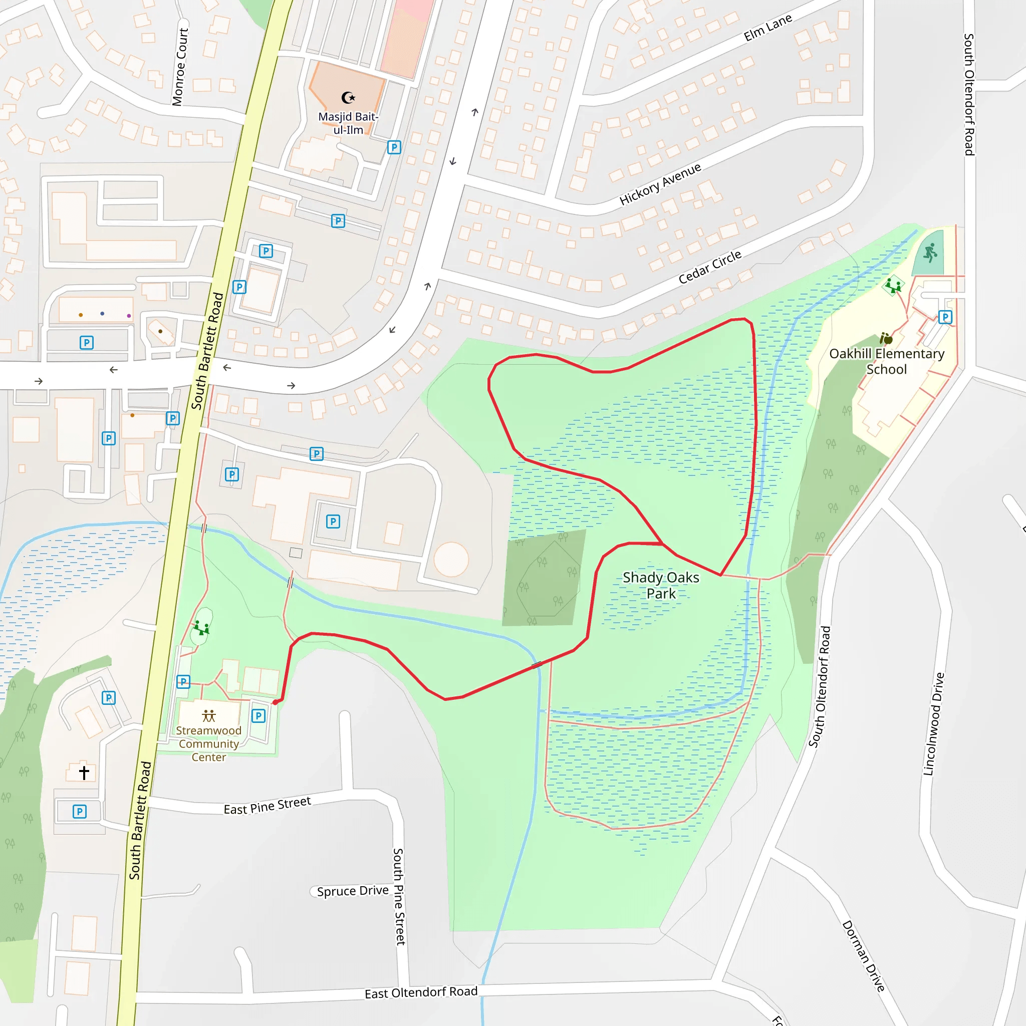 Shady Oaks Park Loop mobile static map