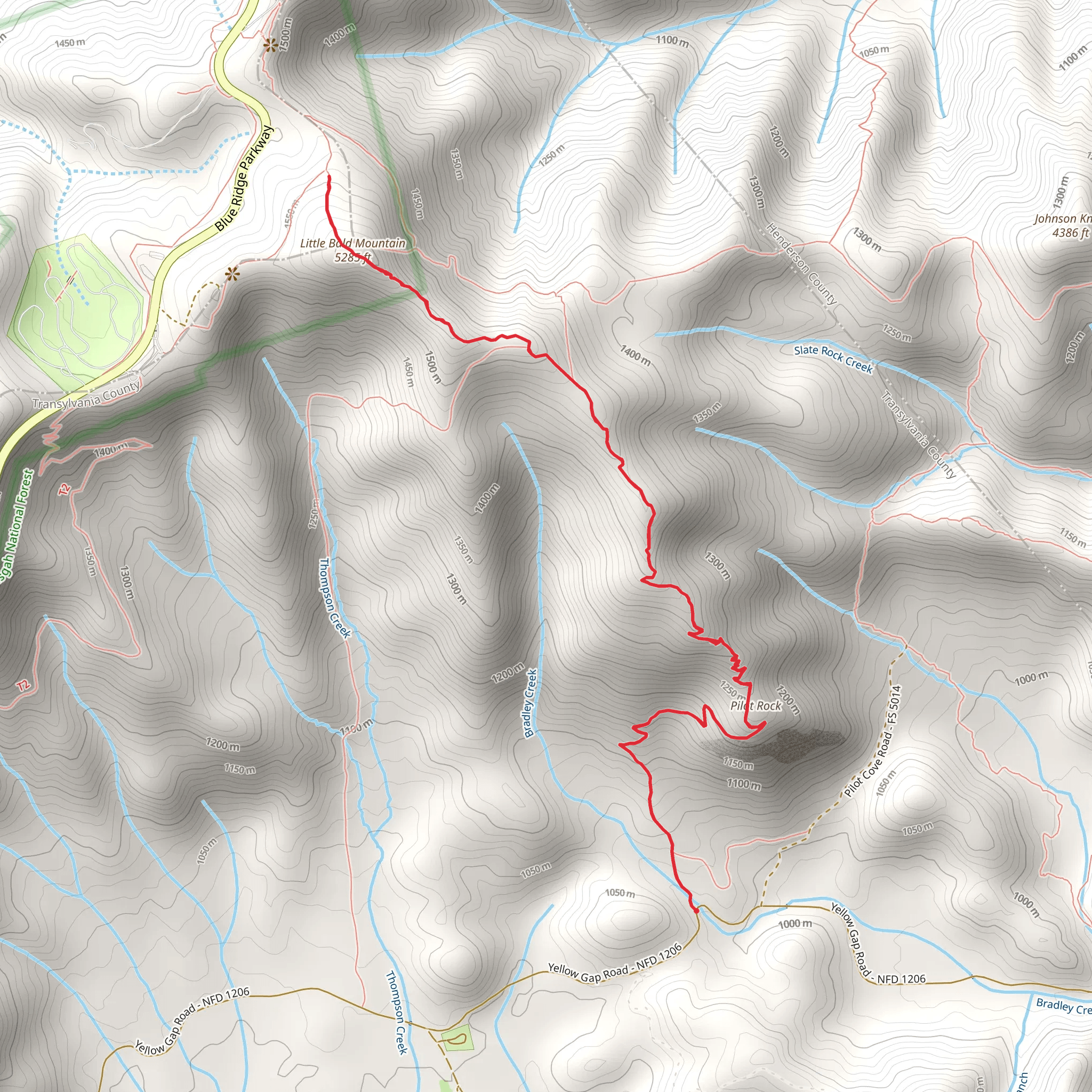Little Bald Mountain via Pilot Rock Trail mobile static map