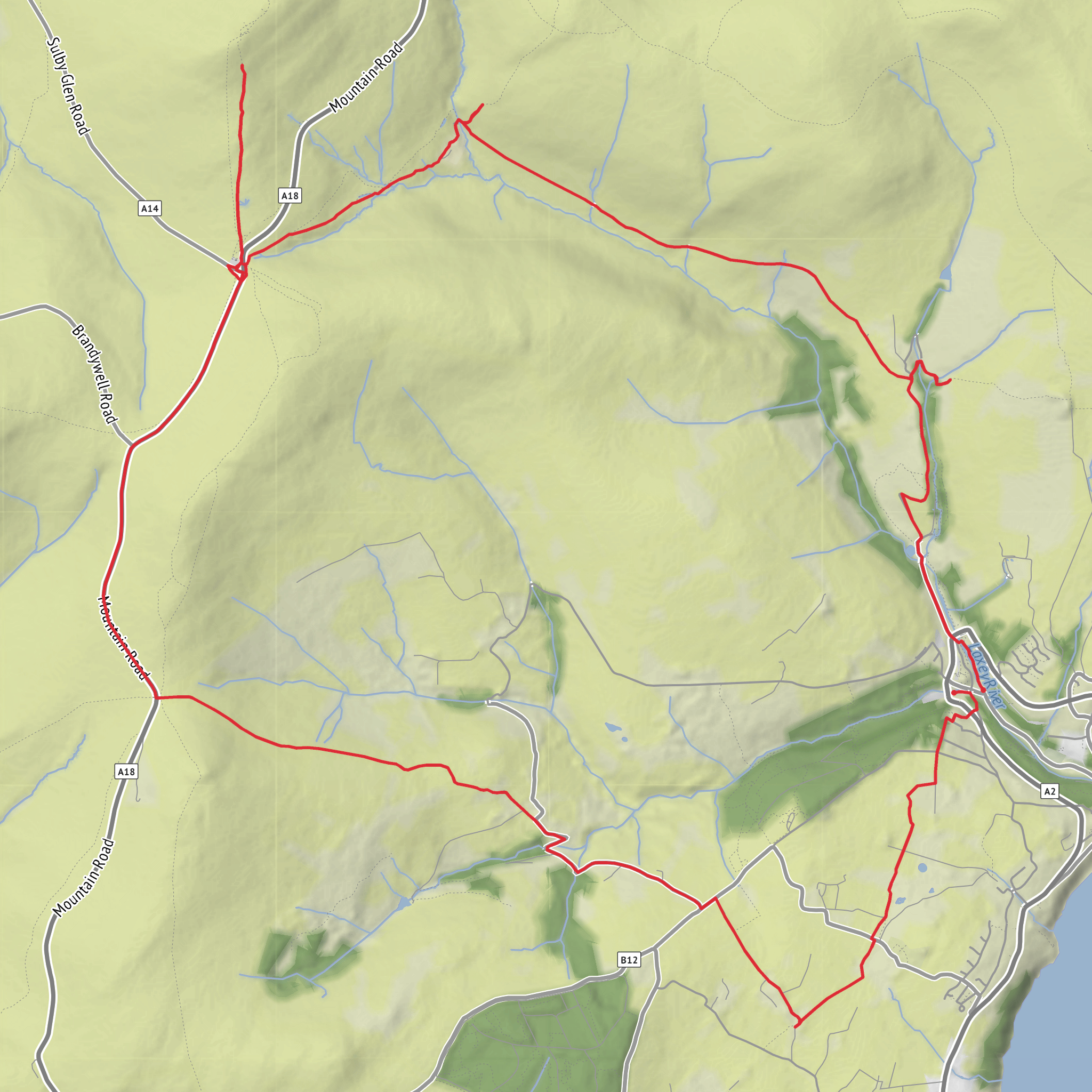 Laxrey Circular via Snaefell Summit mobile static map