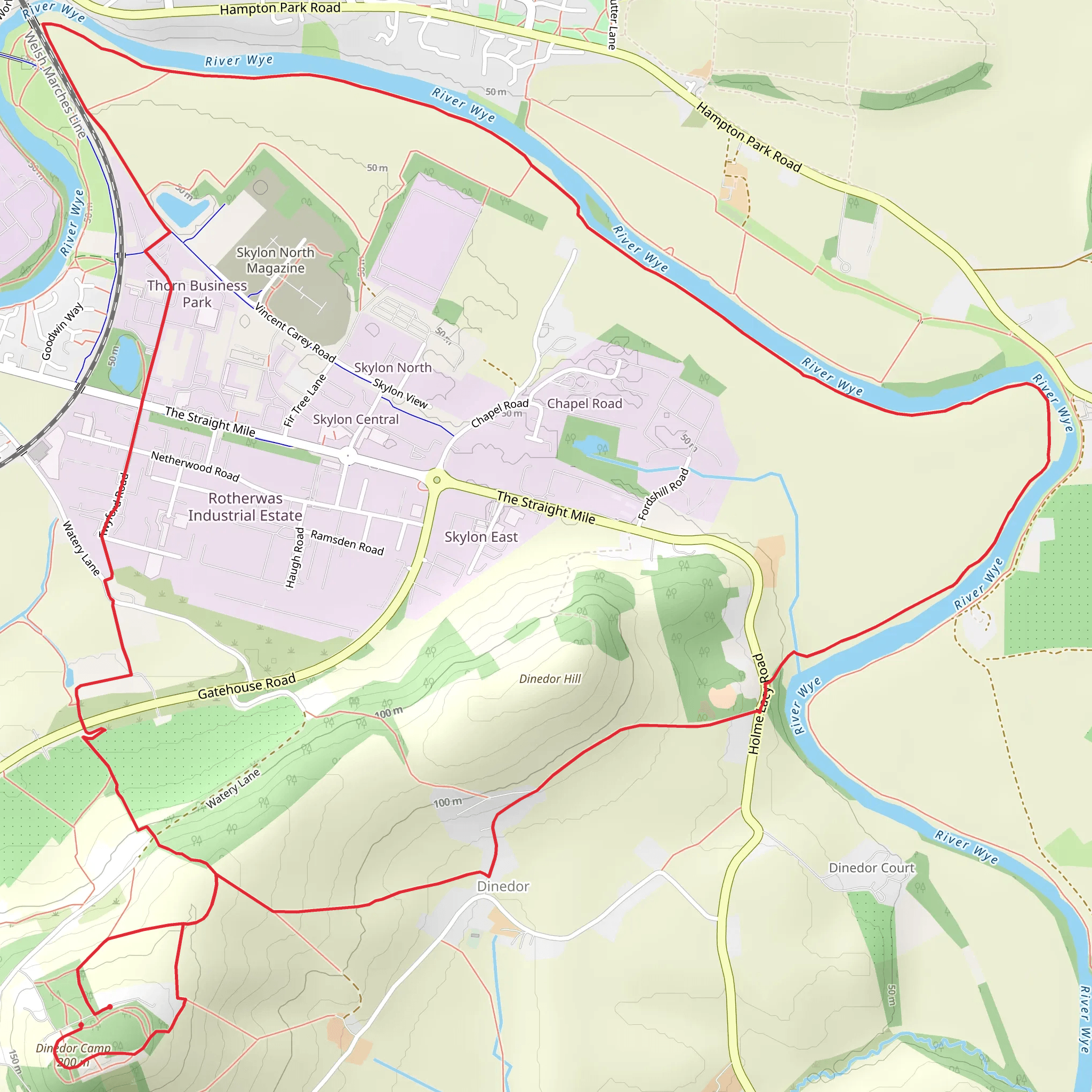 Dindor Loop via Rotherwas mobile static map