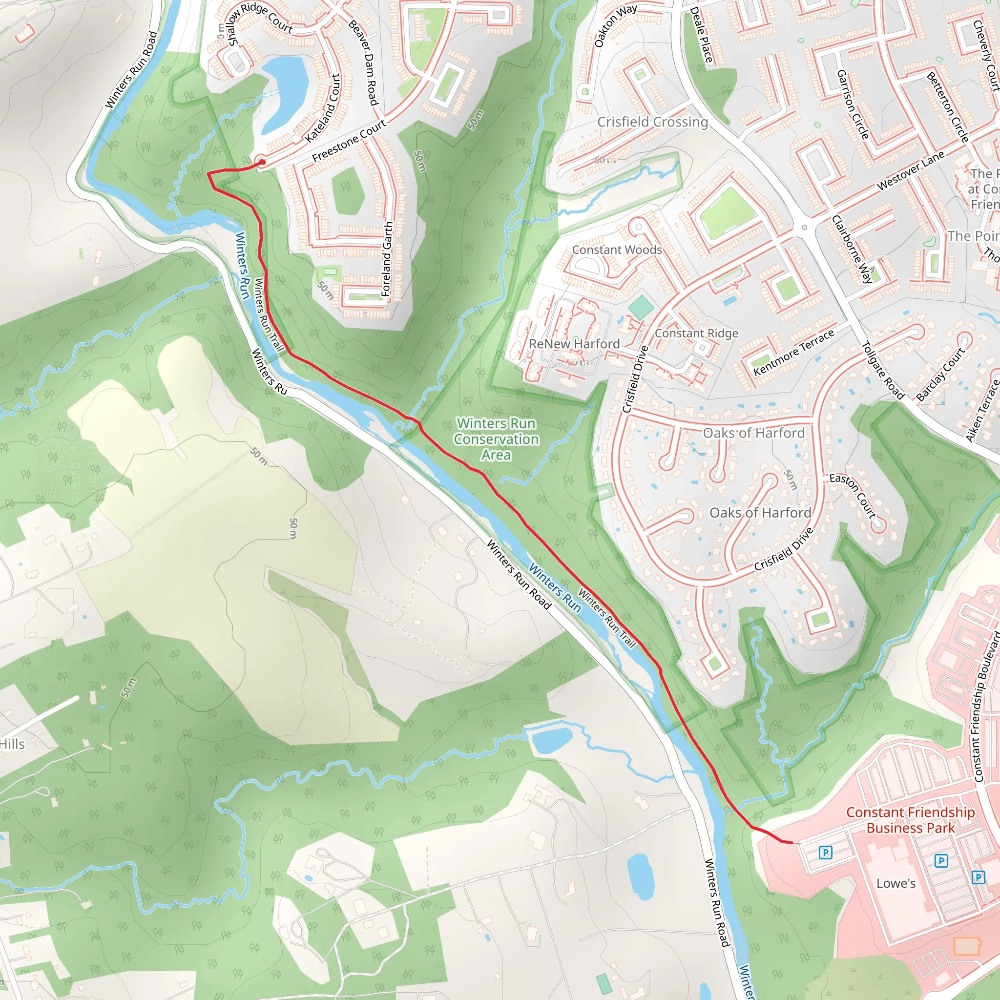 Winters Run Trail mobile static map