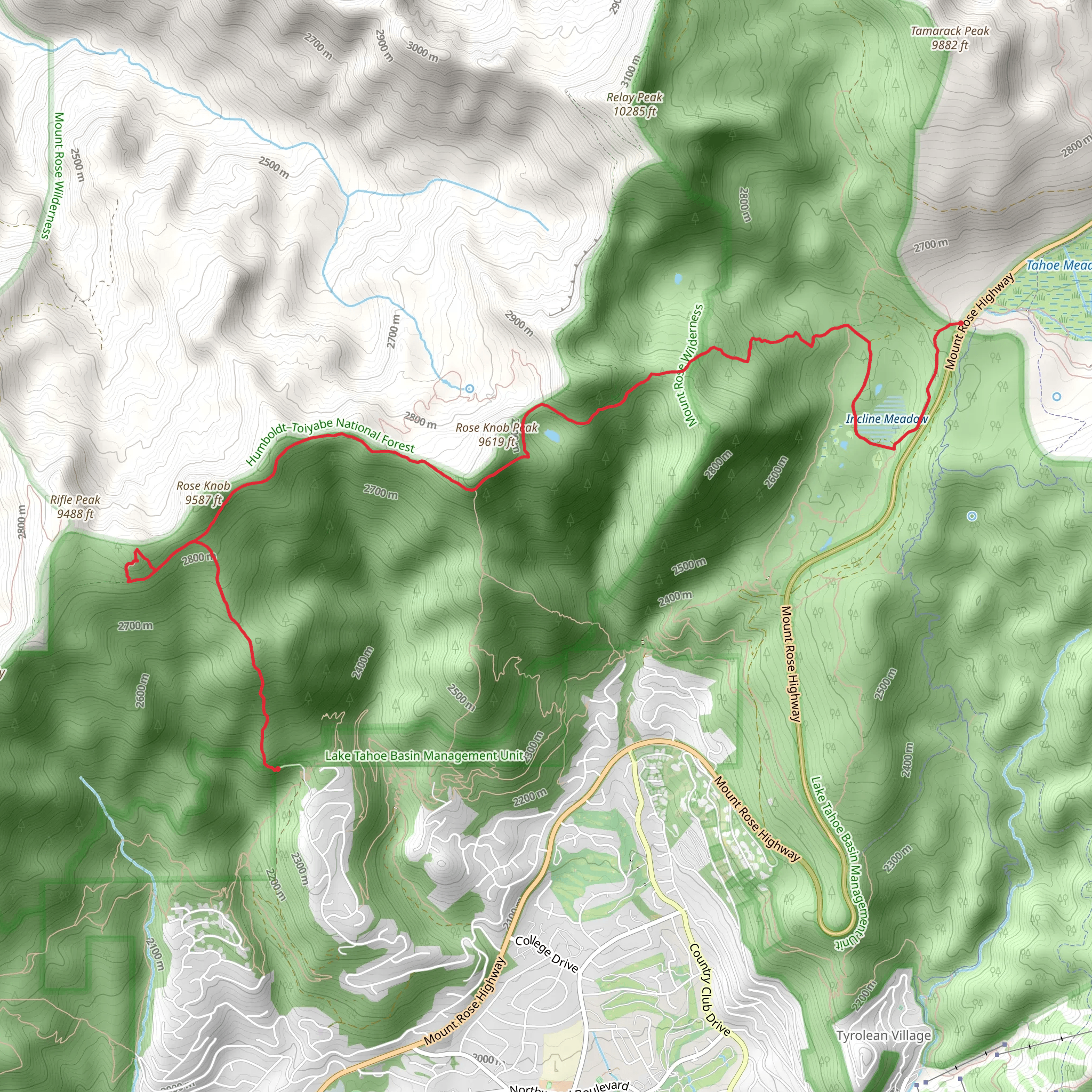 Tahoe Rim Trail, Gray Lake Trail and Incline Lake mobile static map